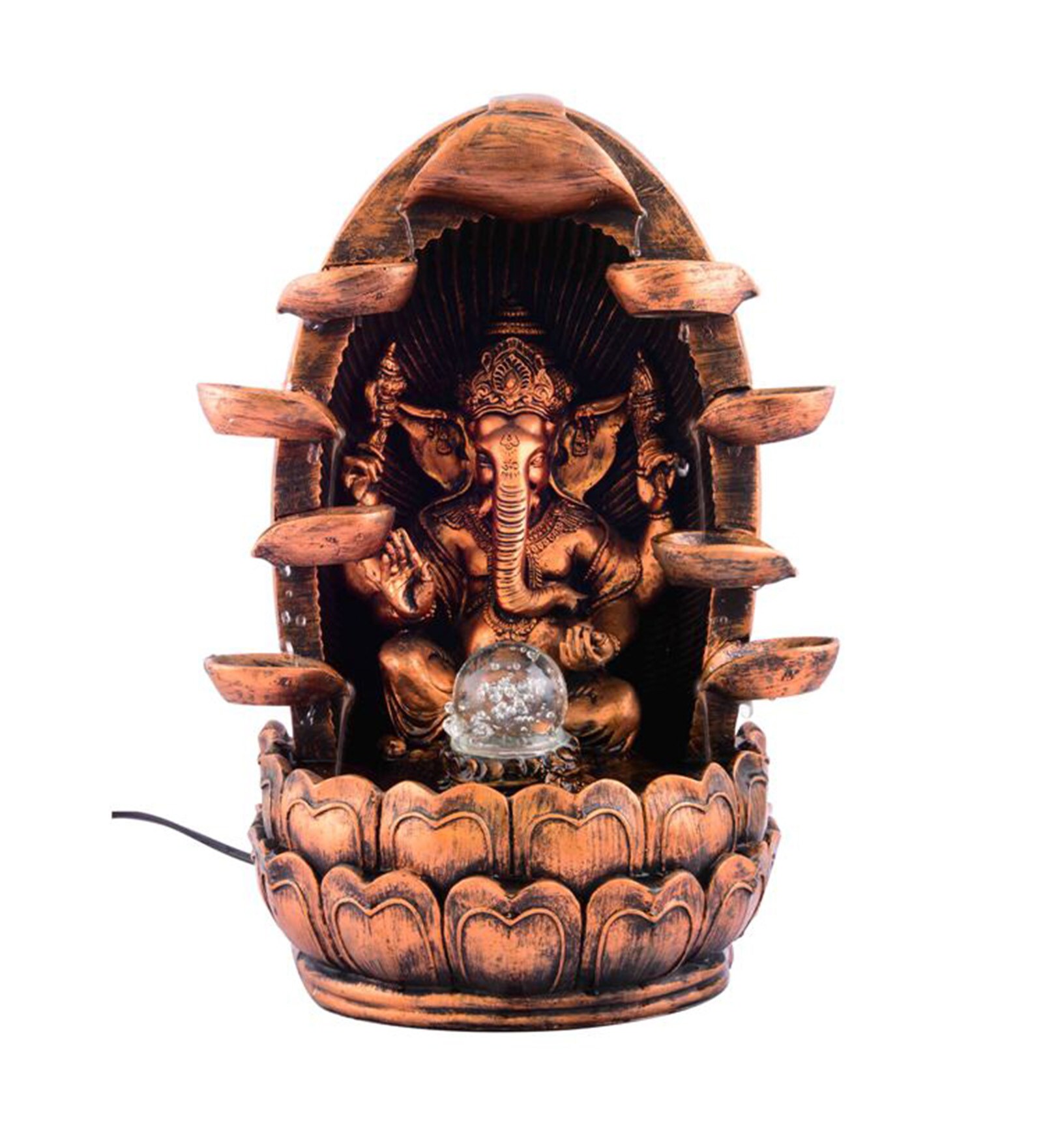 Buy Brown Resin Ganpati Maharaj Electric Operated Indoor Fountain by