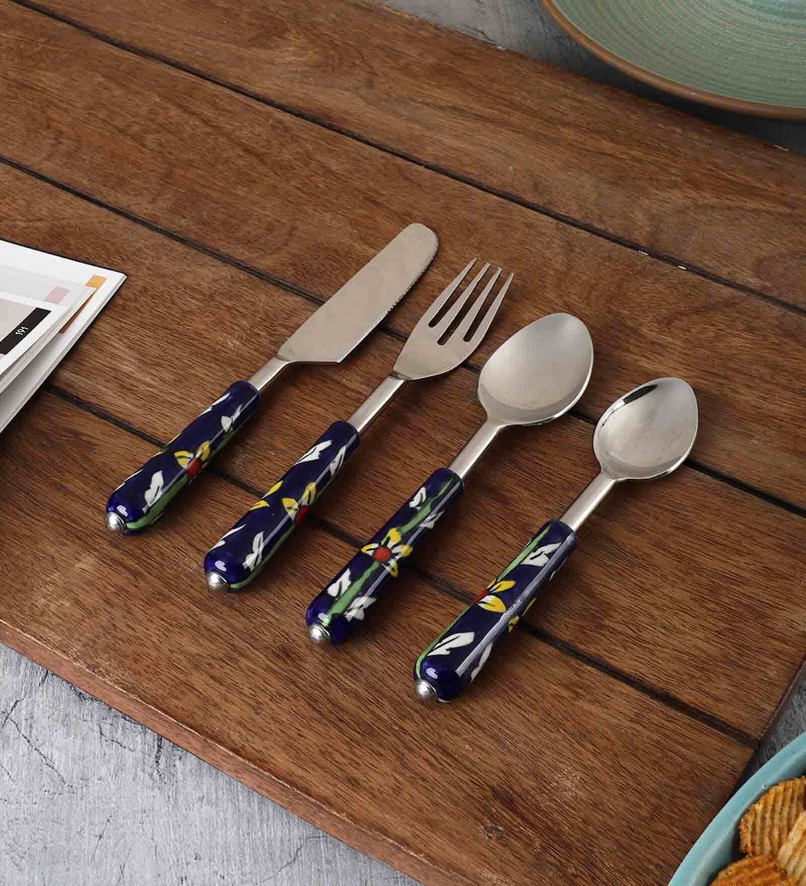 Buy The Gardenia Ceramic & Stainless Steel Cutlery (Set of 4) by MIAH ...