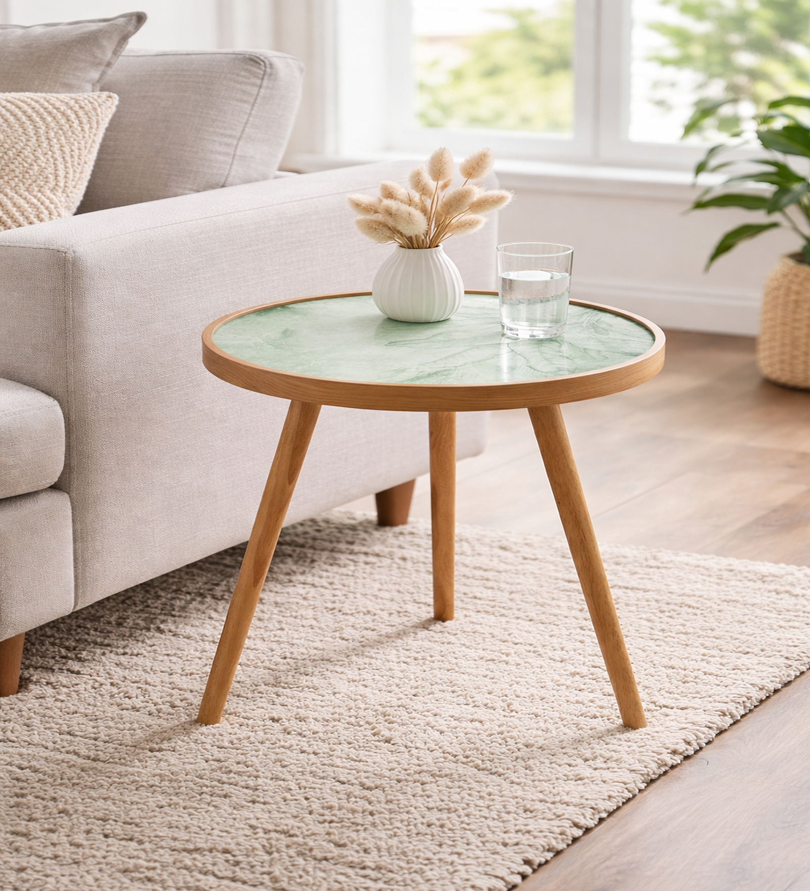 The Grove Large End Table In Green & Brown Finish