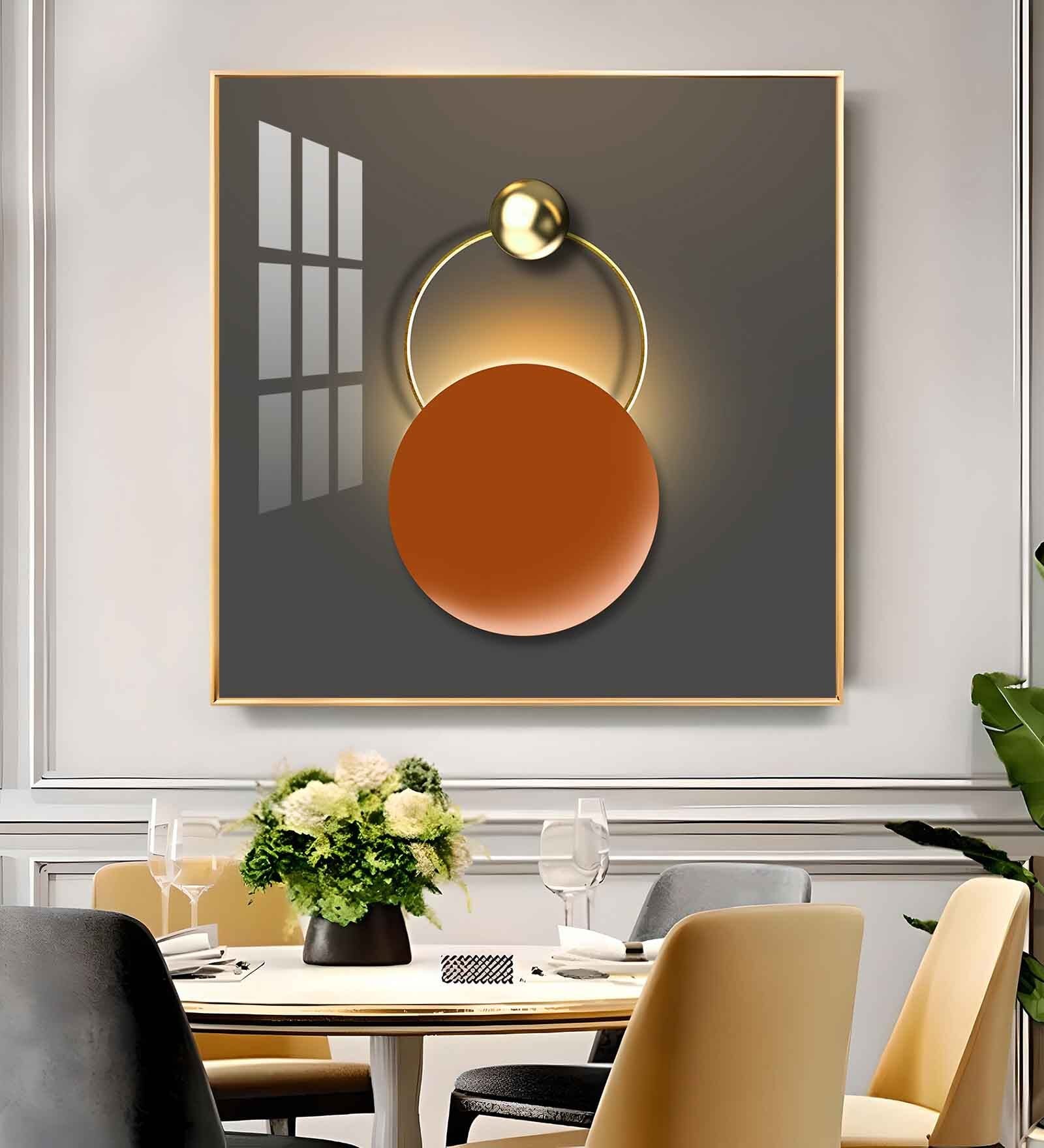 The Hanging Sun Glass Finish Square Wall Art