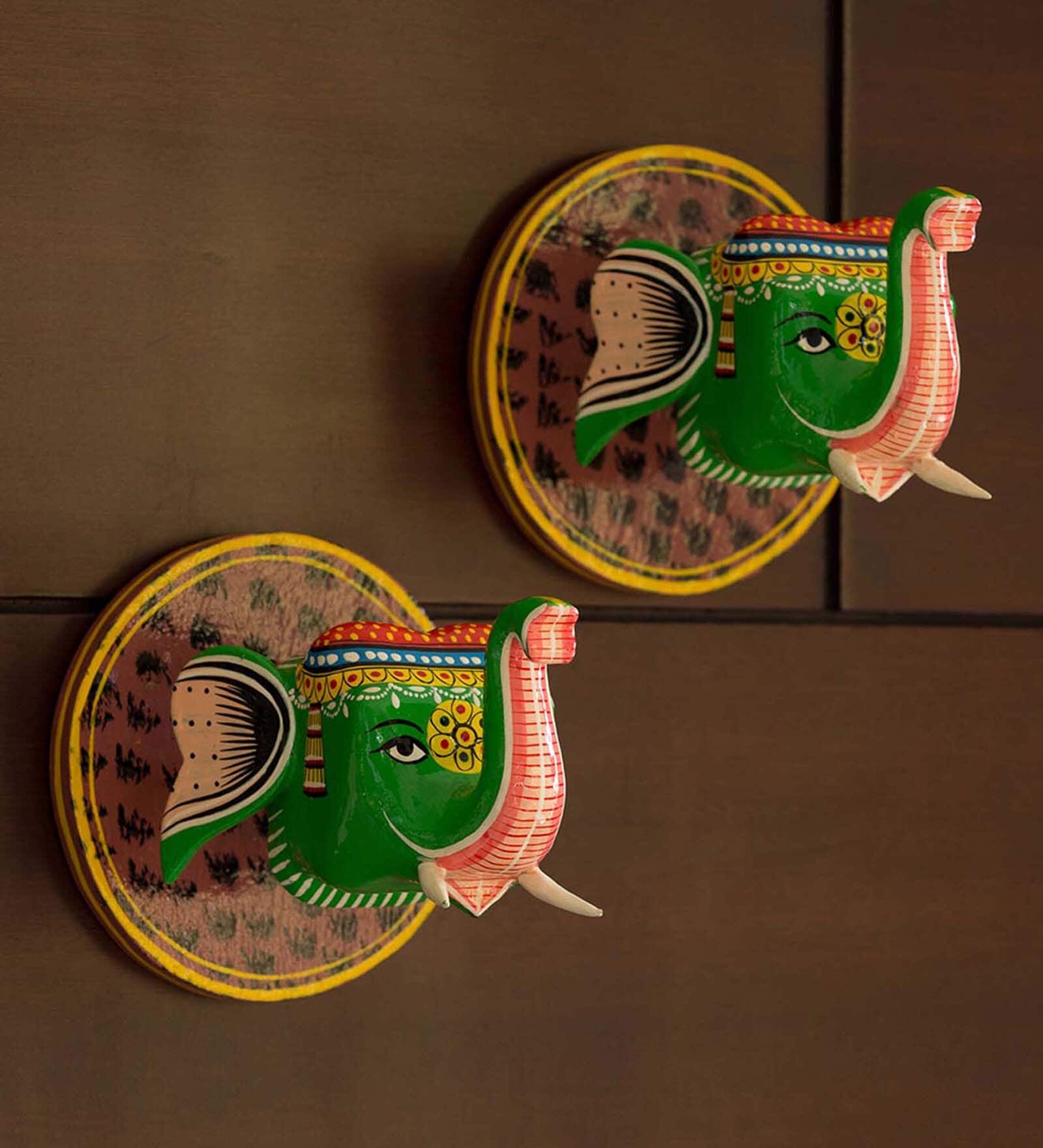 Buy The Hanging Tusks HandPainted Wall Hangings In Gullar Wood (Set of