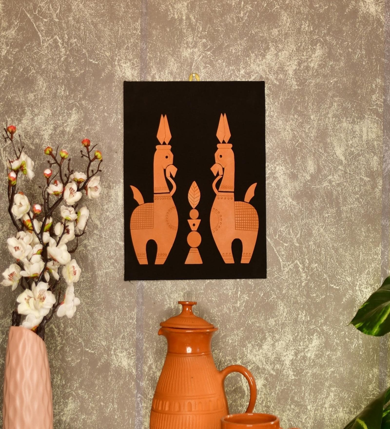 The Horses Of Heaven Brown Terracotta Showpiece