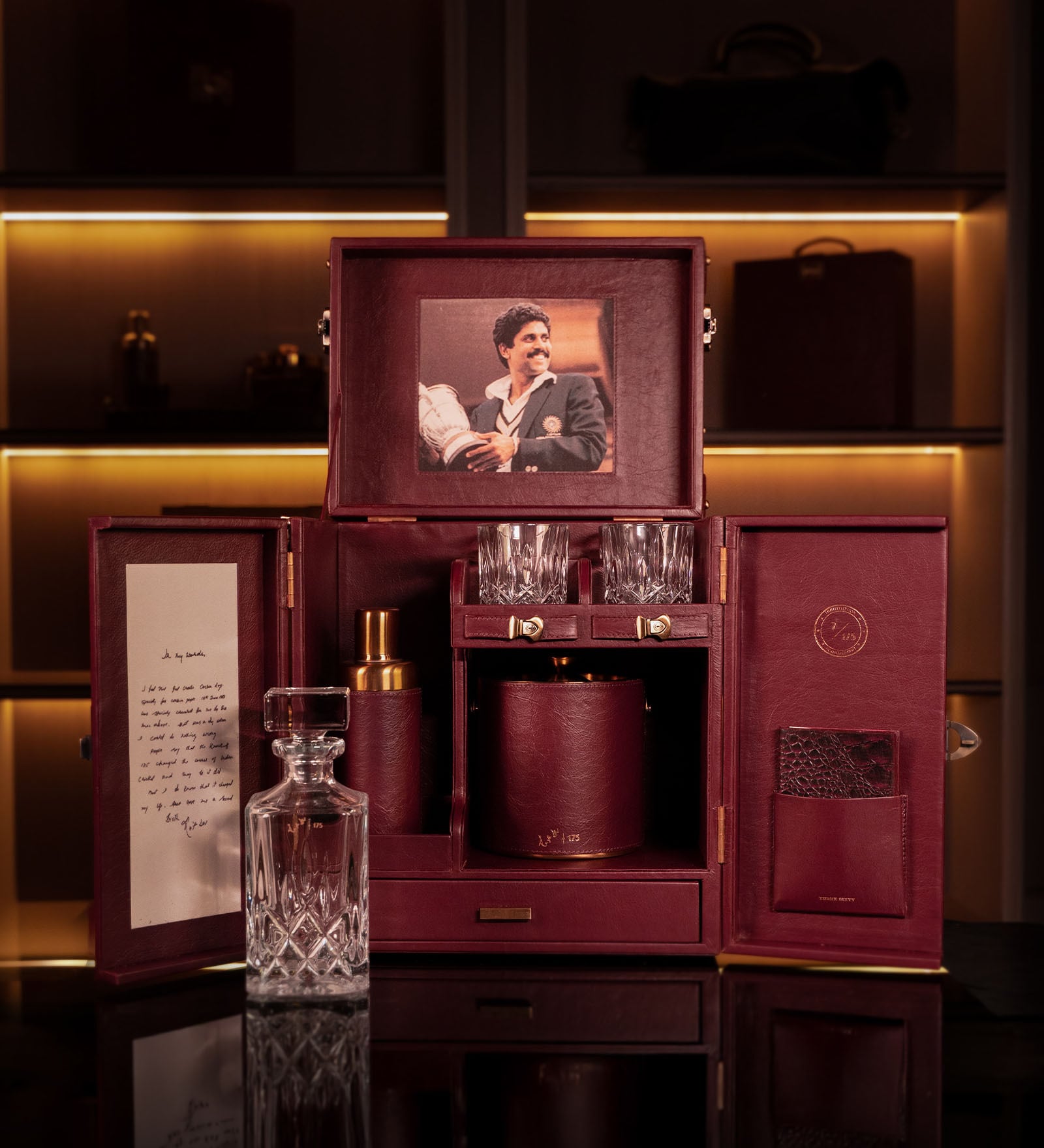 The Legend Leather Bar Cabinet In Brown Finish