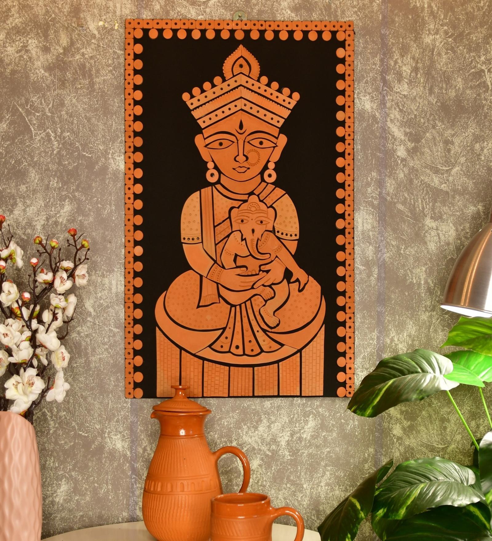 The Little Ganesha Brown Terracotta Showpiece