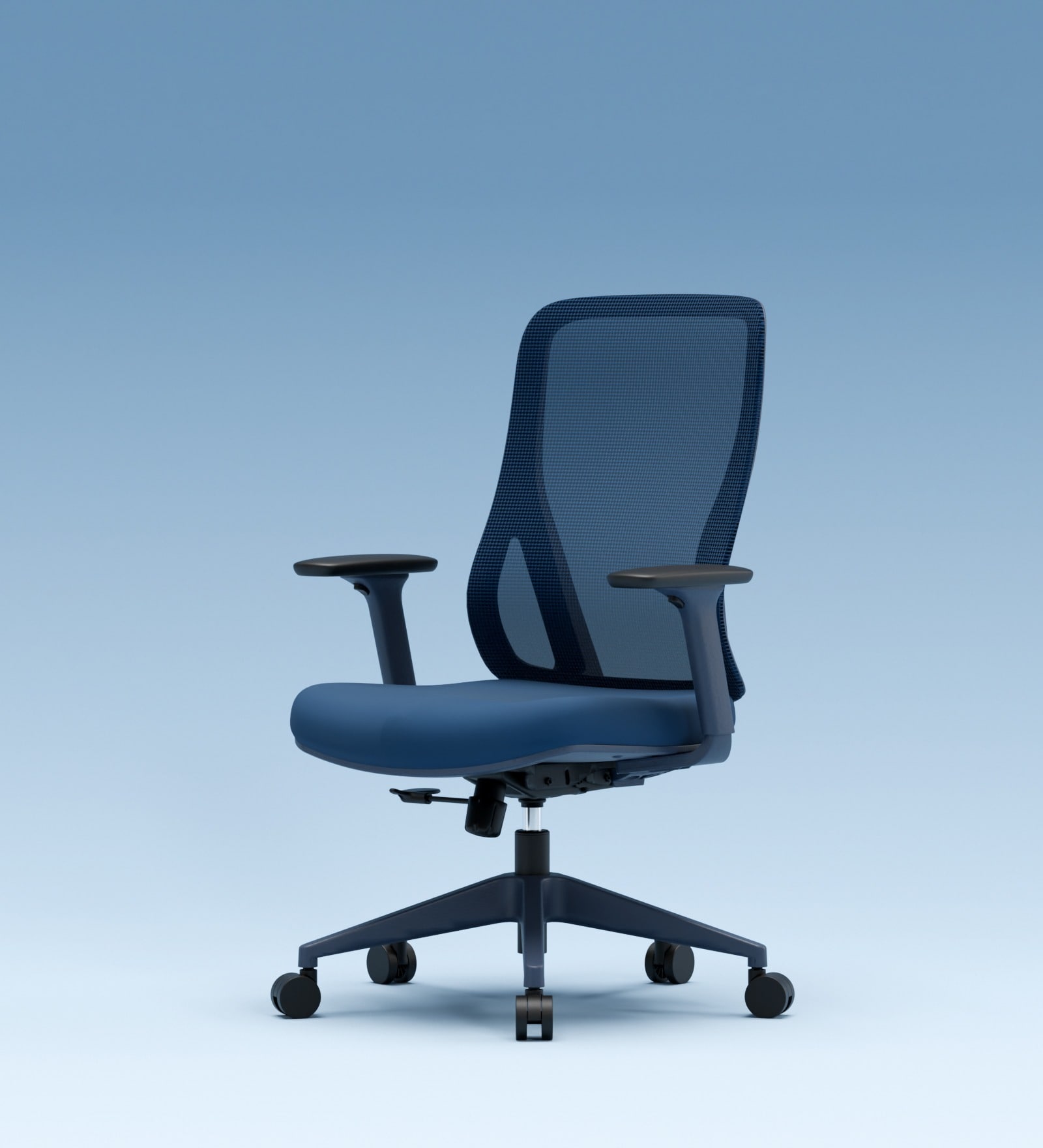 The Novice Mid Back Premium Ergonimic Chair In Florence Blue Colour