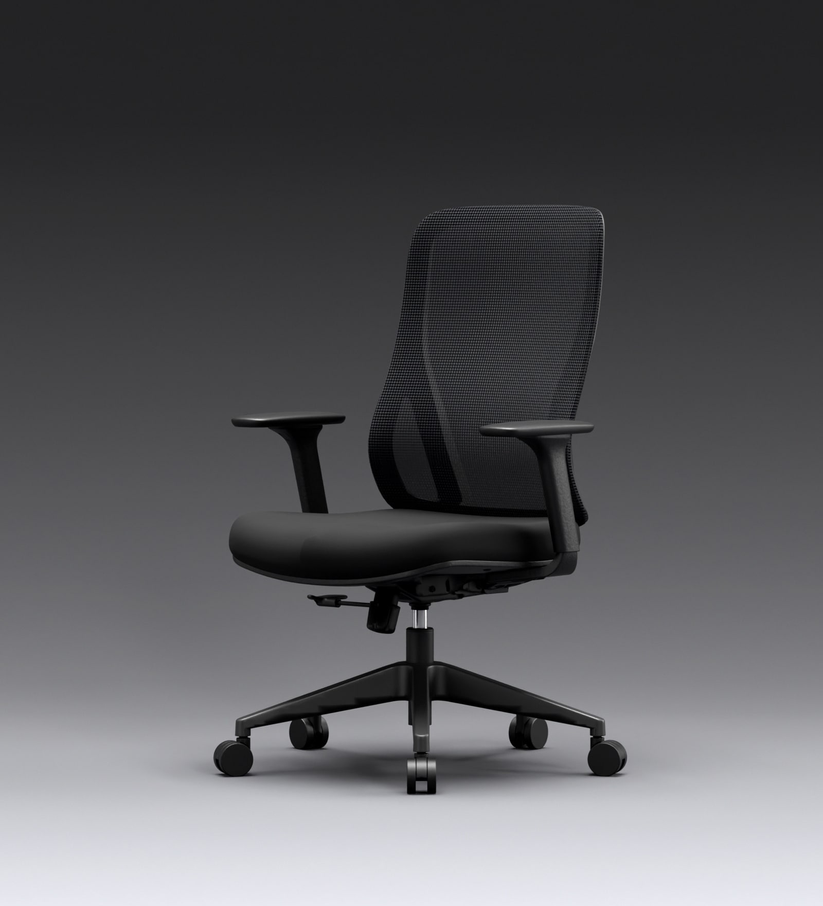 The Novice Mid Back Premium Ergonomic Chair In True Black Colour