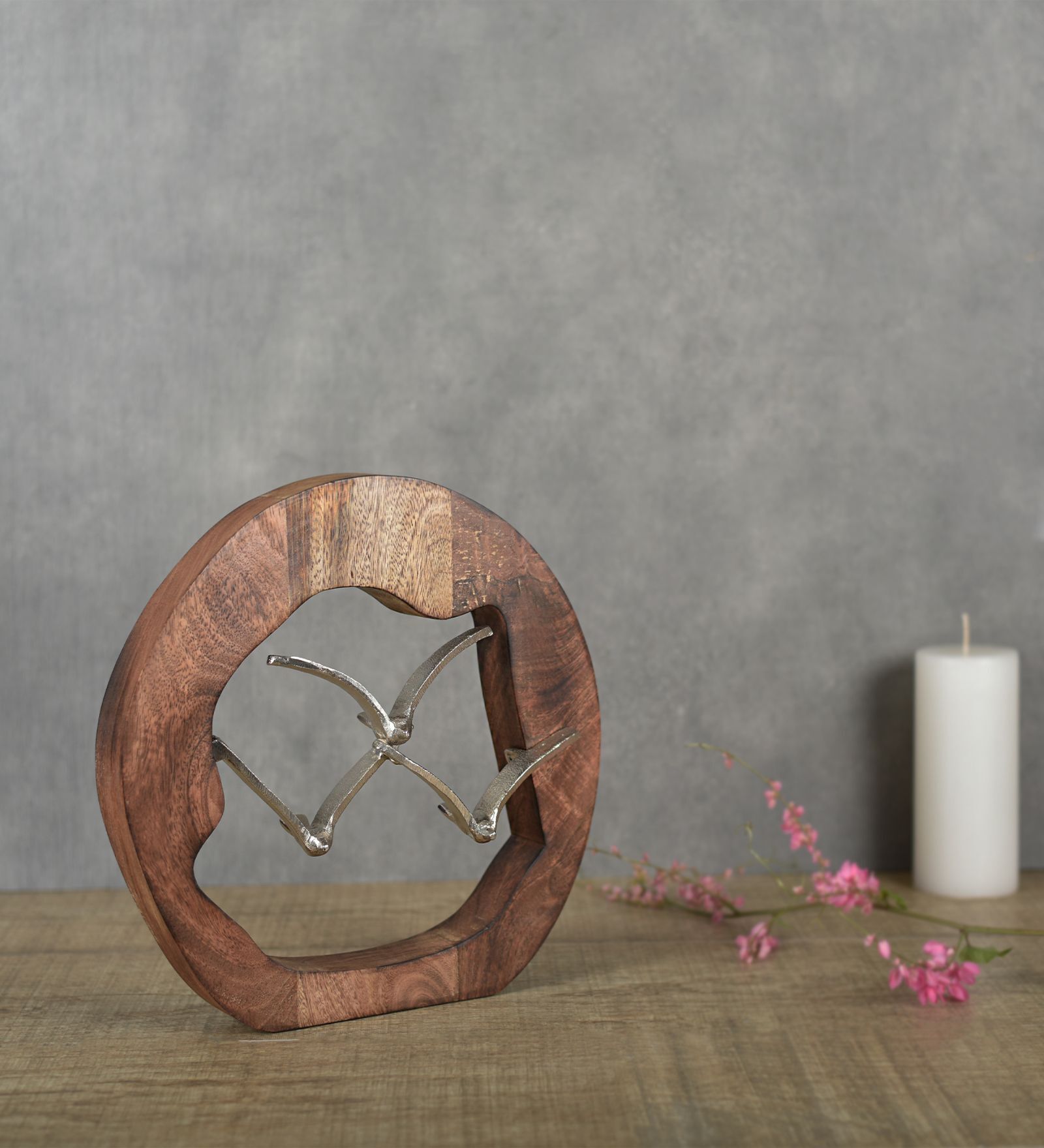 The People Flying Birds Silver Wood & Aluminium Figurine