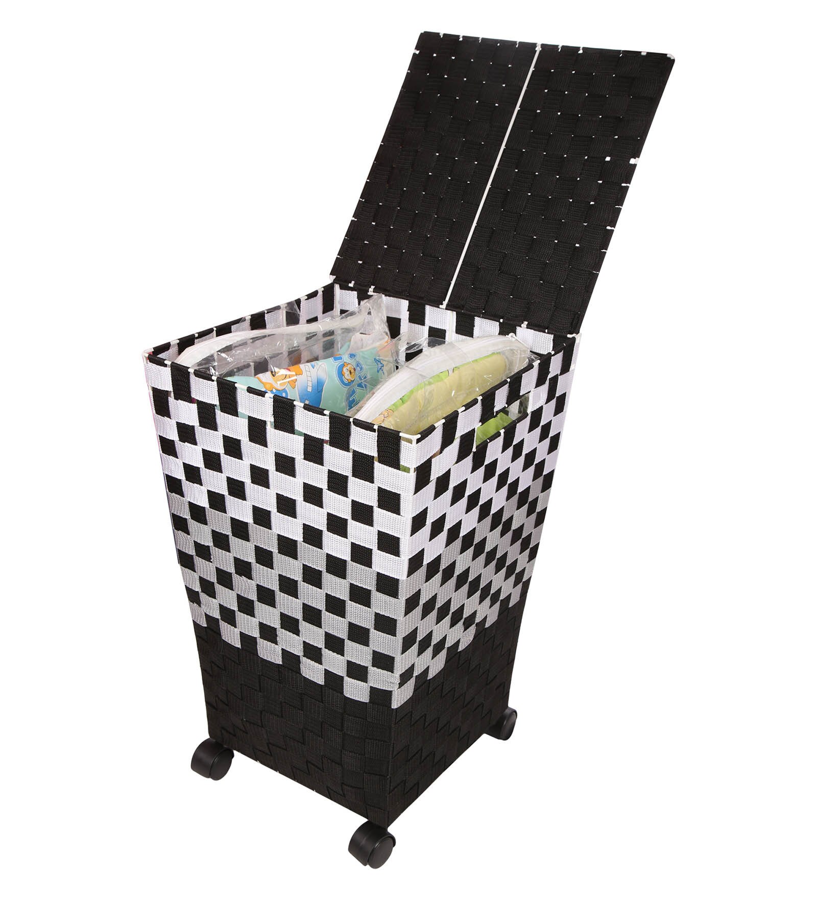 Buy The Quirk Box Premium Quality Cloth Black & White Laundry Basket