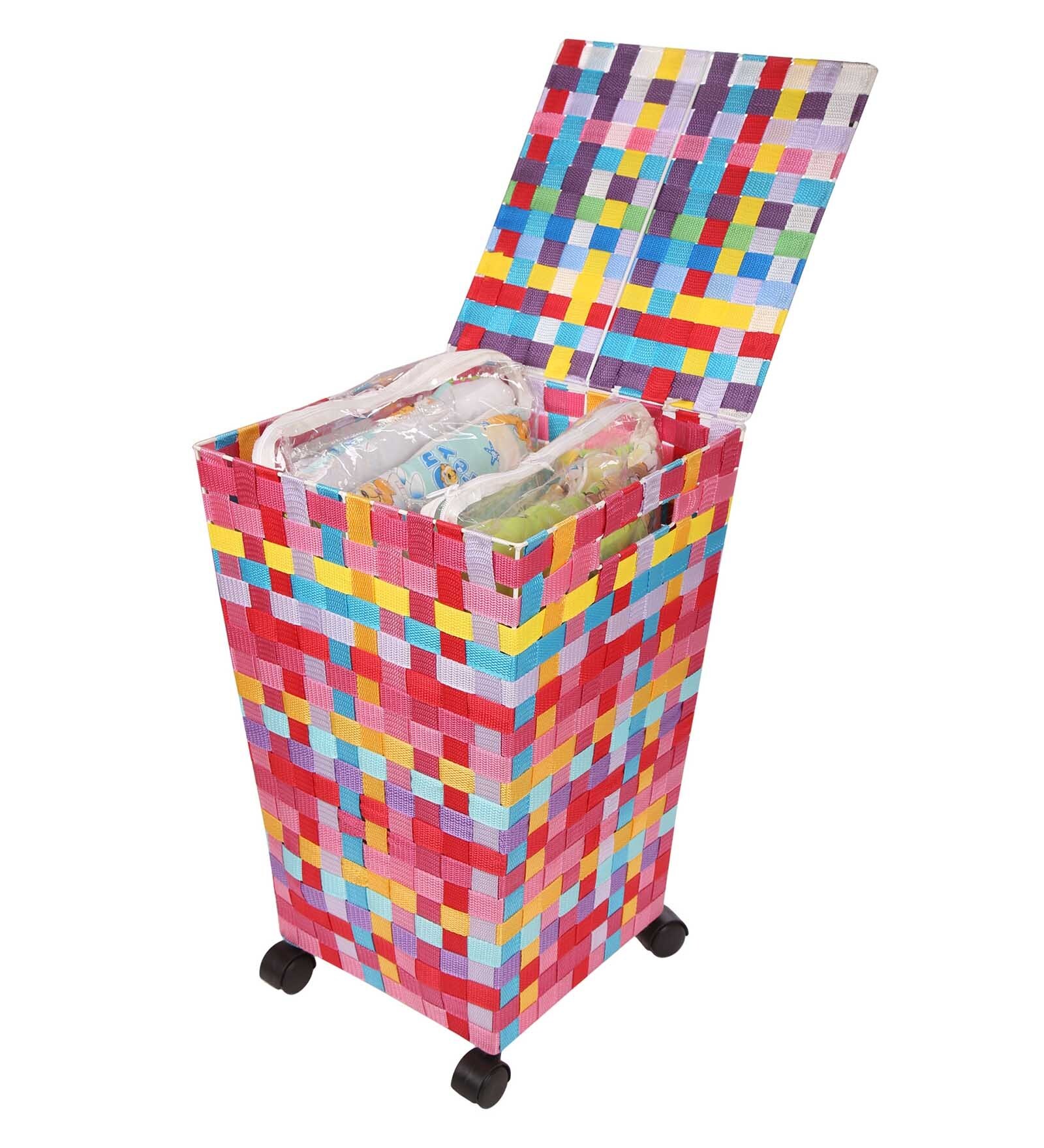 Buy The Quirk Box Premium Quality Cloth Multicolour Laundry Basket with
