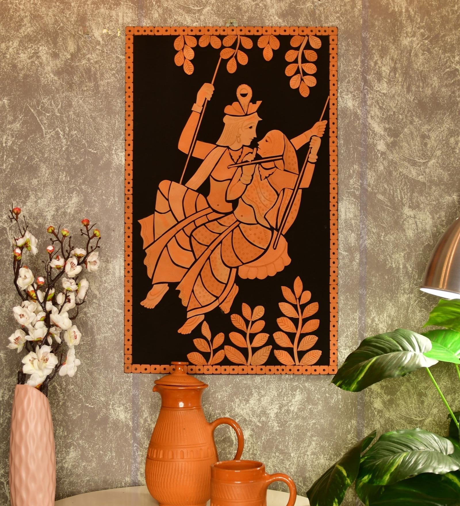 The Swing Of Love Brown Terracotta Showpiece