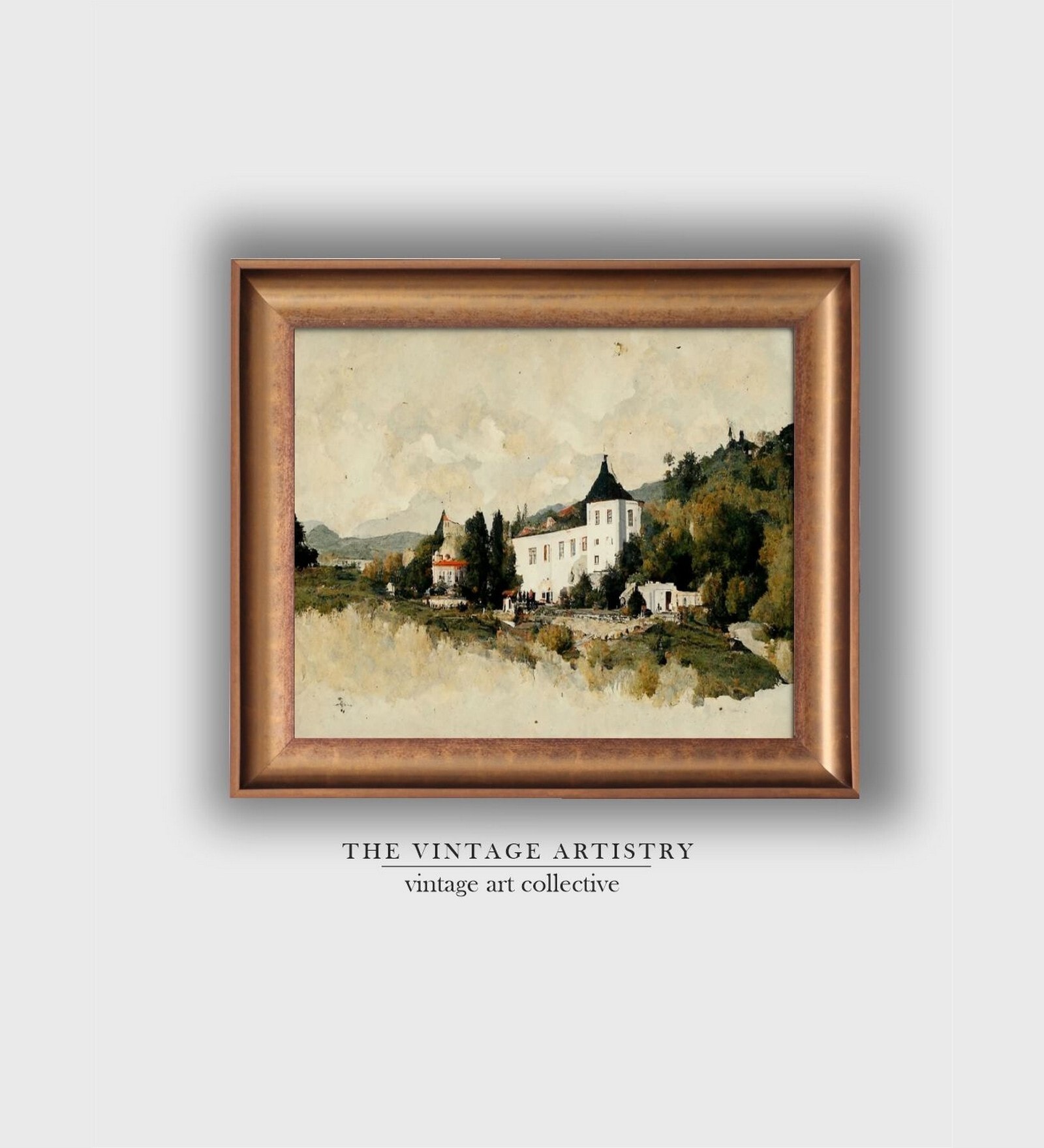The Vintage Artistry Beige & Brown Forest Landscape Printed Framed Wall Art