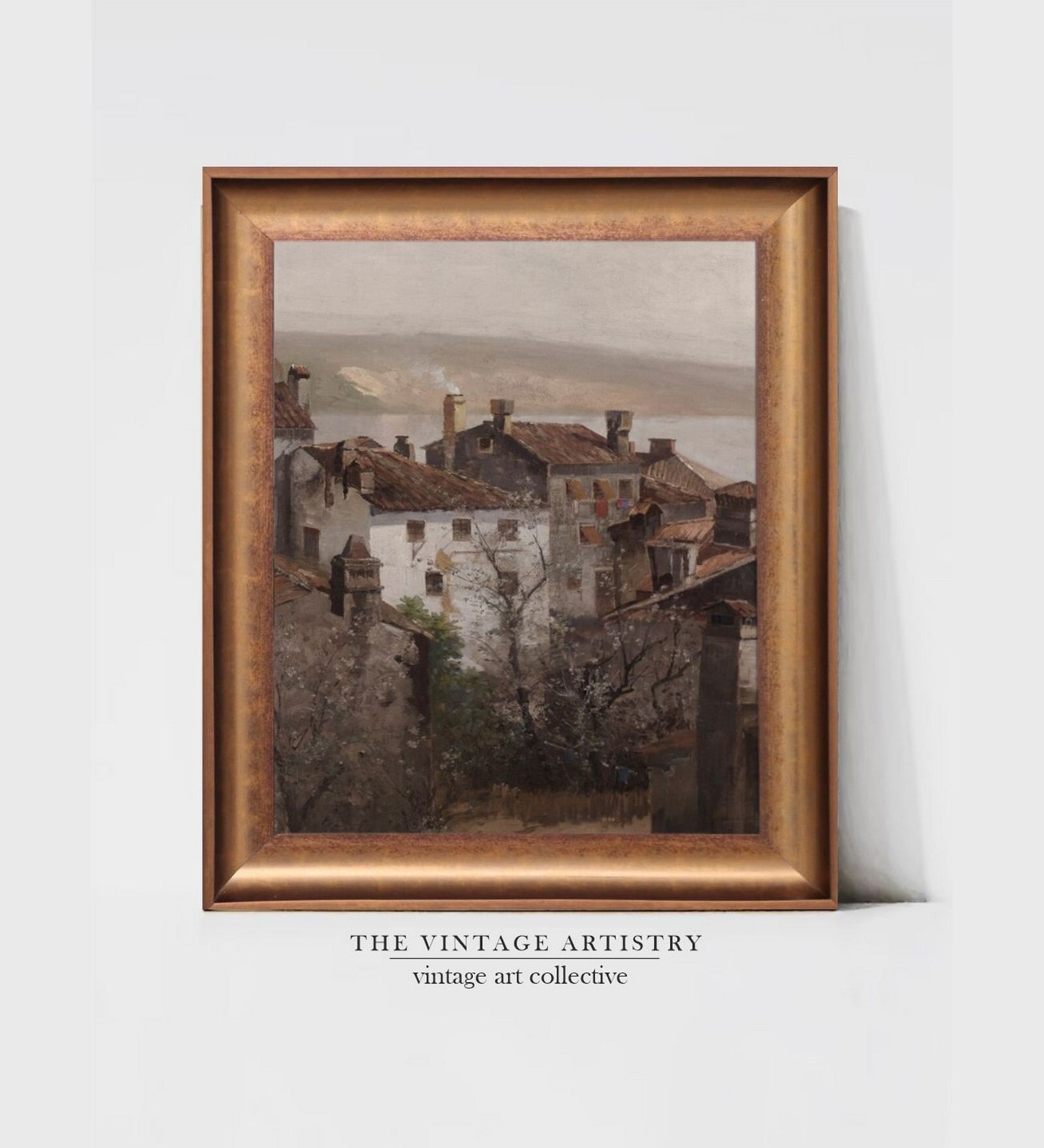 The Vintage Artistry Beige & Brown Moody European Architecture Painted Wall Art