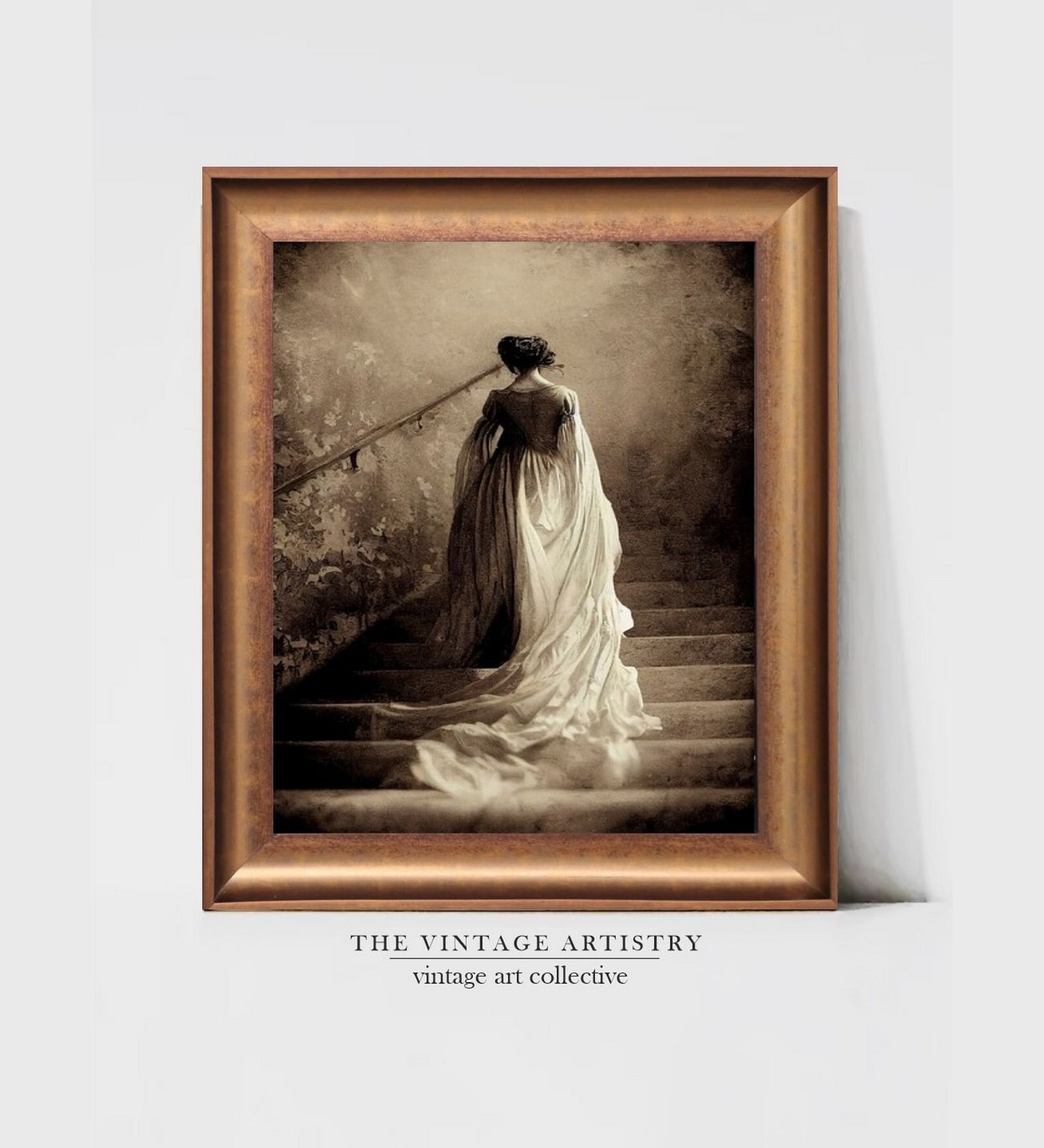 The Vintage Artistry Beige & Off White Pre-Raphaelite Painting Wall Art