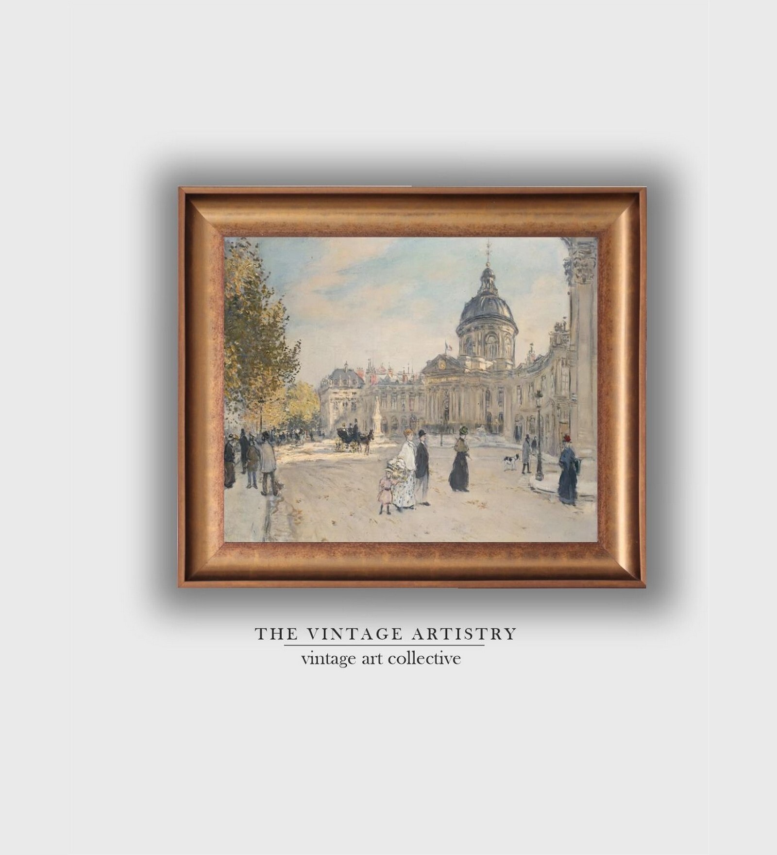 The Vintage Artistry Brown & Beige Institute Of France Paris 1887 Framed Wall Painting