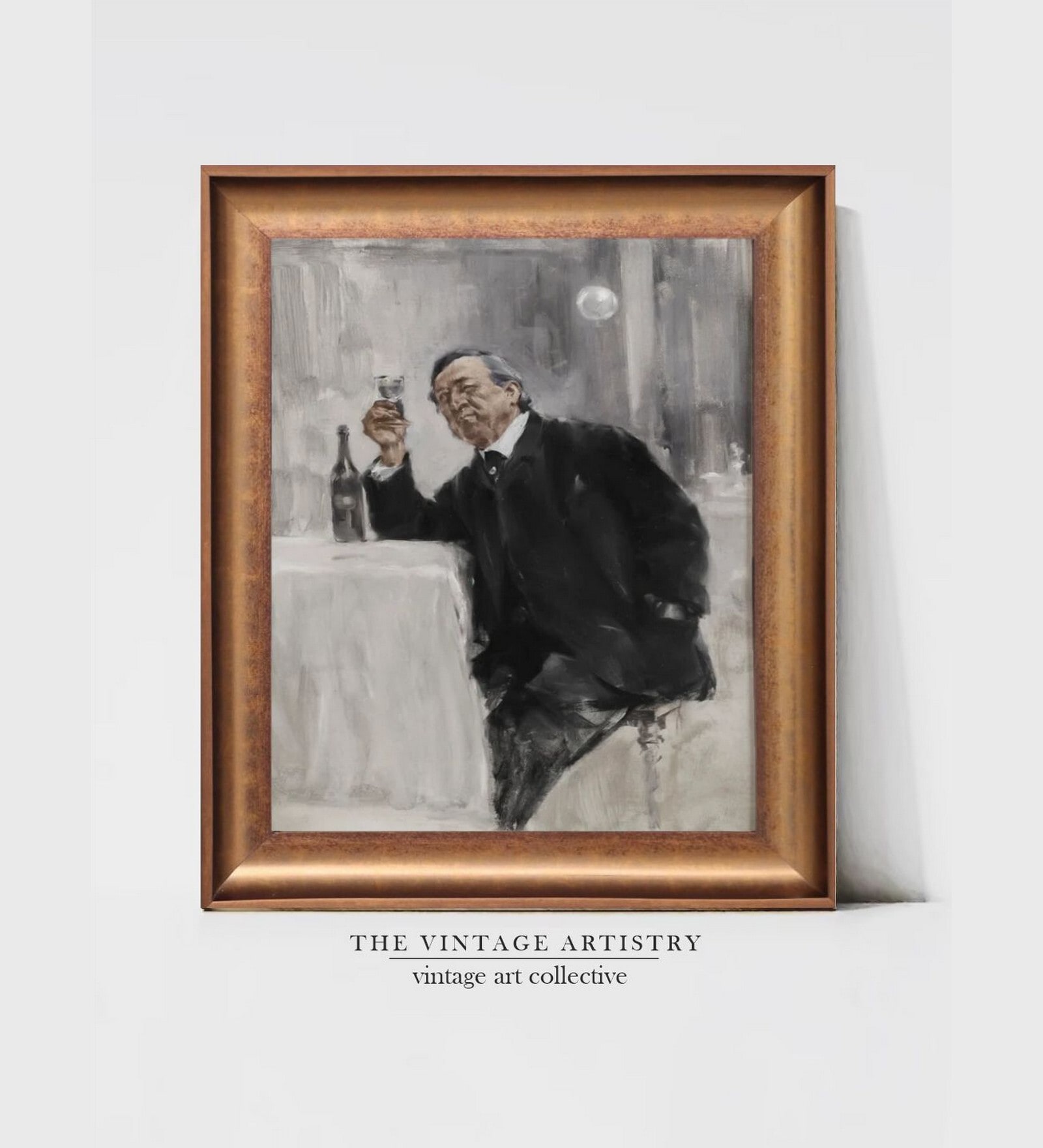 The Vintage Artistry Brown & Blackbar Cart Decor Printable Art Framed Wall Painting
