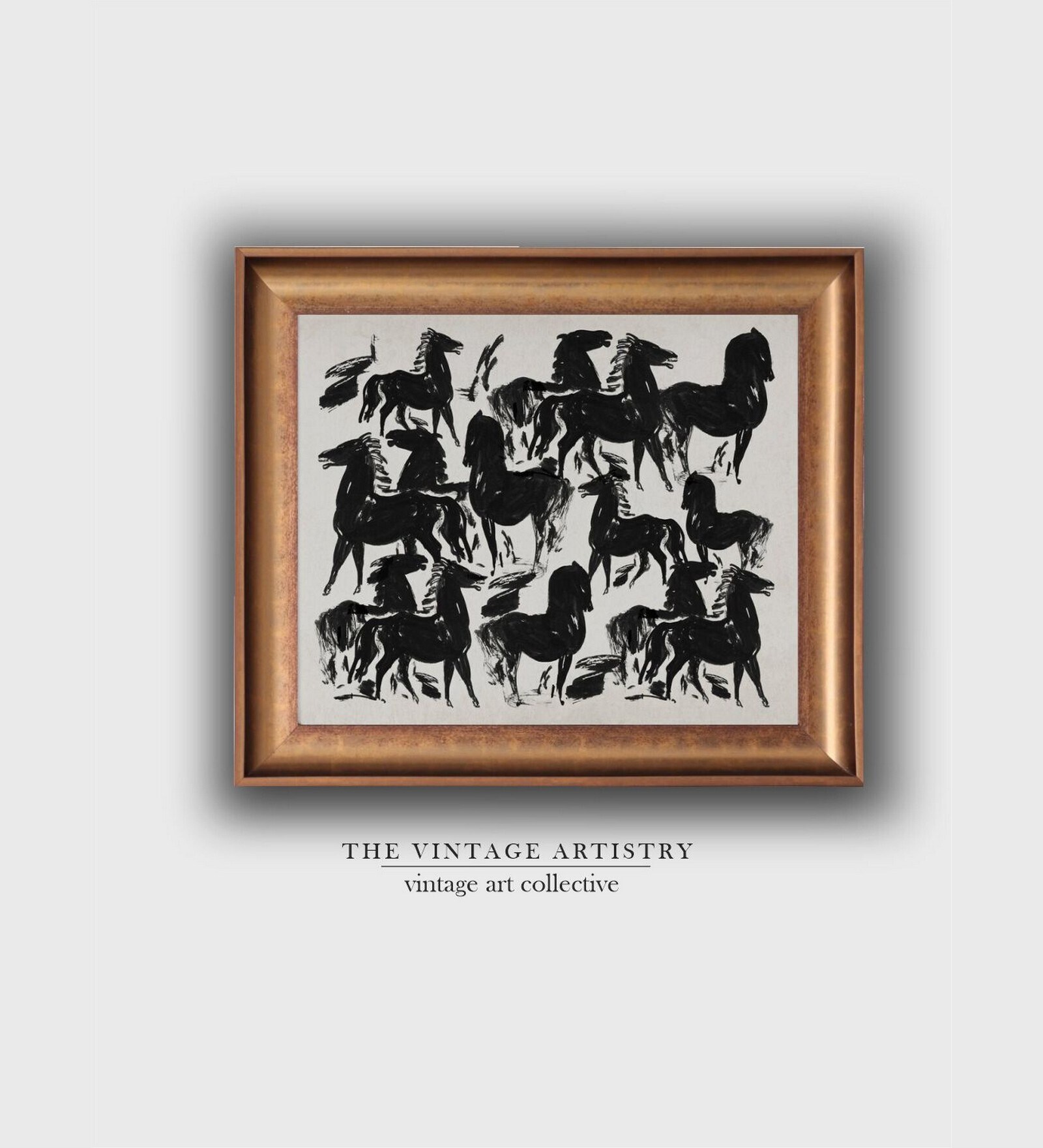 The Vintage Artistry Brown & Blackhorse Framed Wall Painting