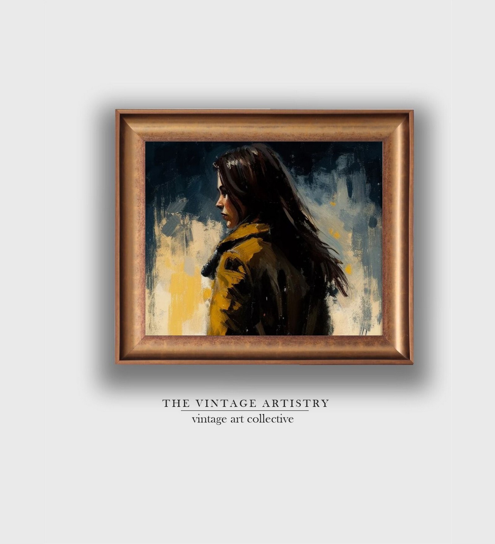 The Vintage Artistry Brown & Bluewoman Painting Wall Art