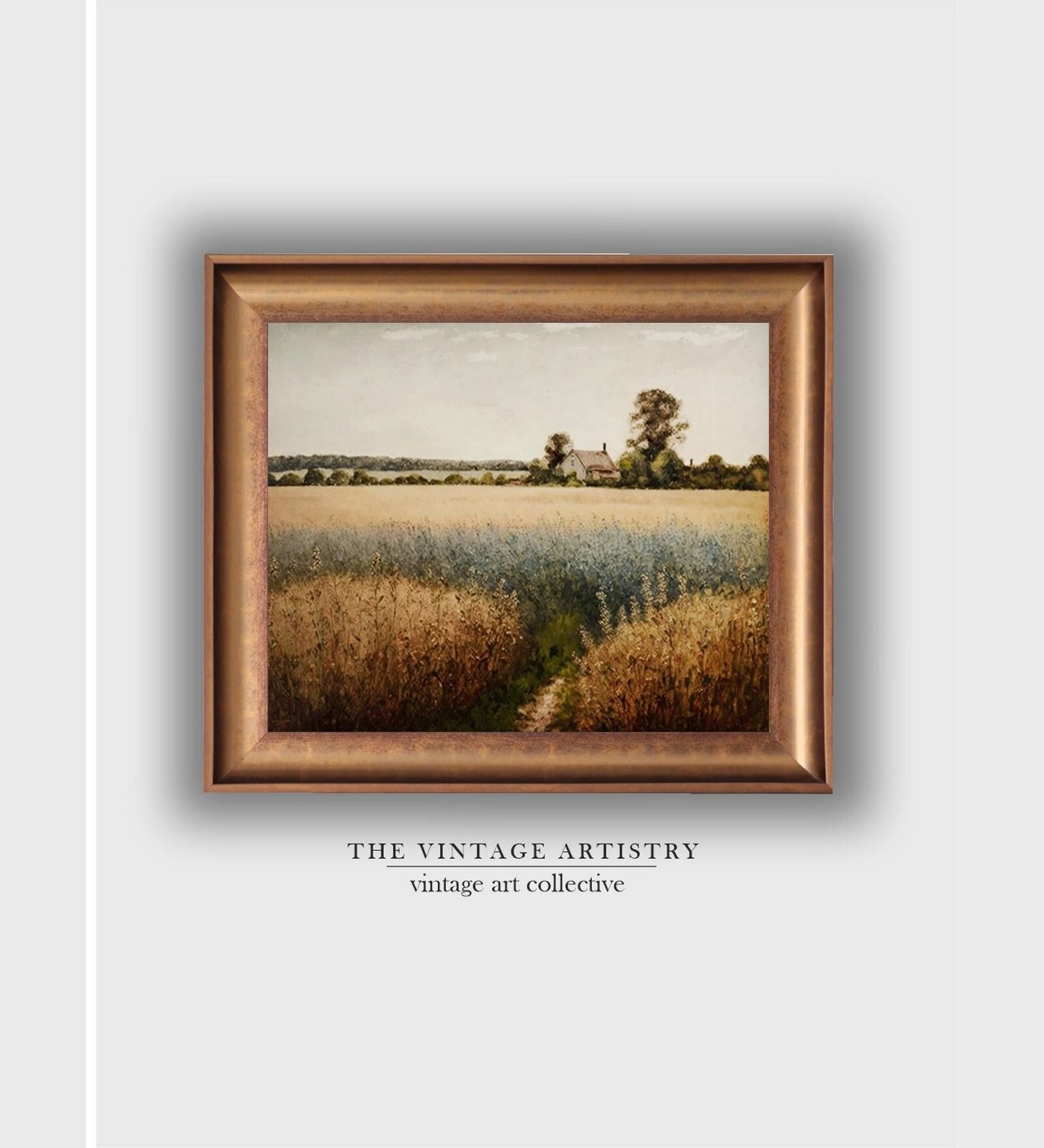 The Vintage Artistry Brown & Greenlandscape Framed Wall Painting