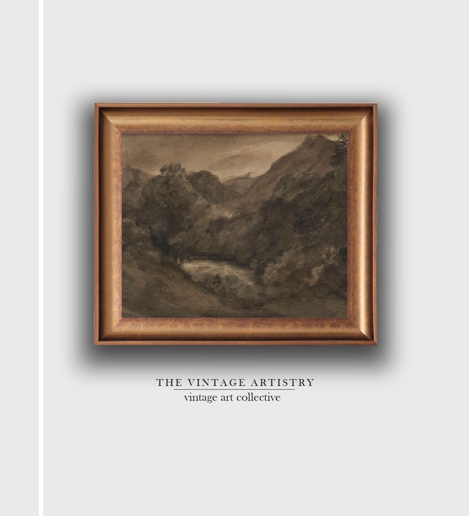 The Vintage Artistry Brown & Grey Printed Antique Scenery Drawing Wall Art