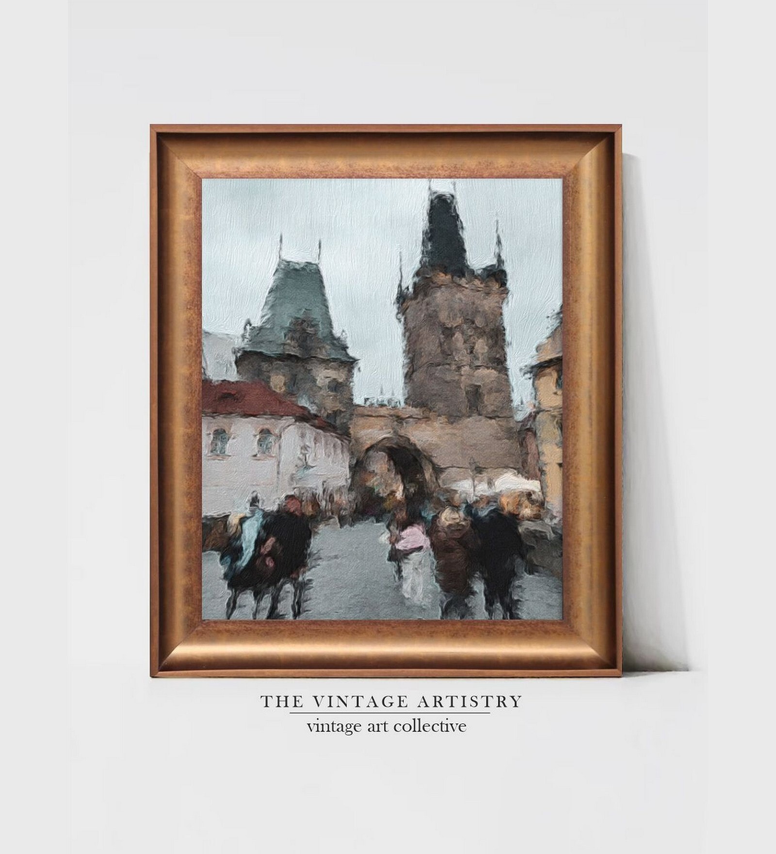 The Vintage Artistry Brown & Greyinspired Prague Oil Painting Wall Art