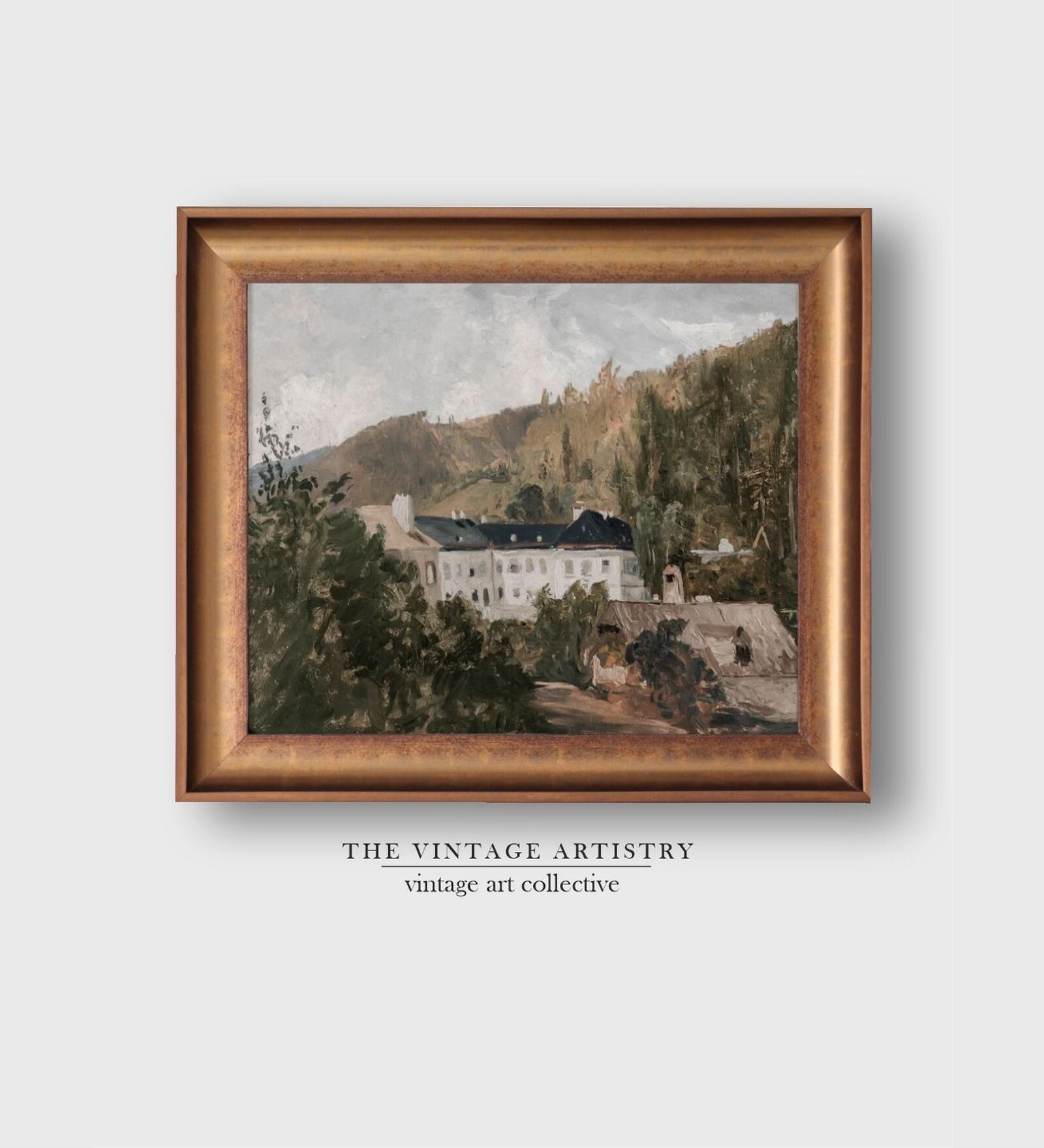The Vintage Artistry Brown European Villa Landscape Wall Art