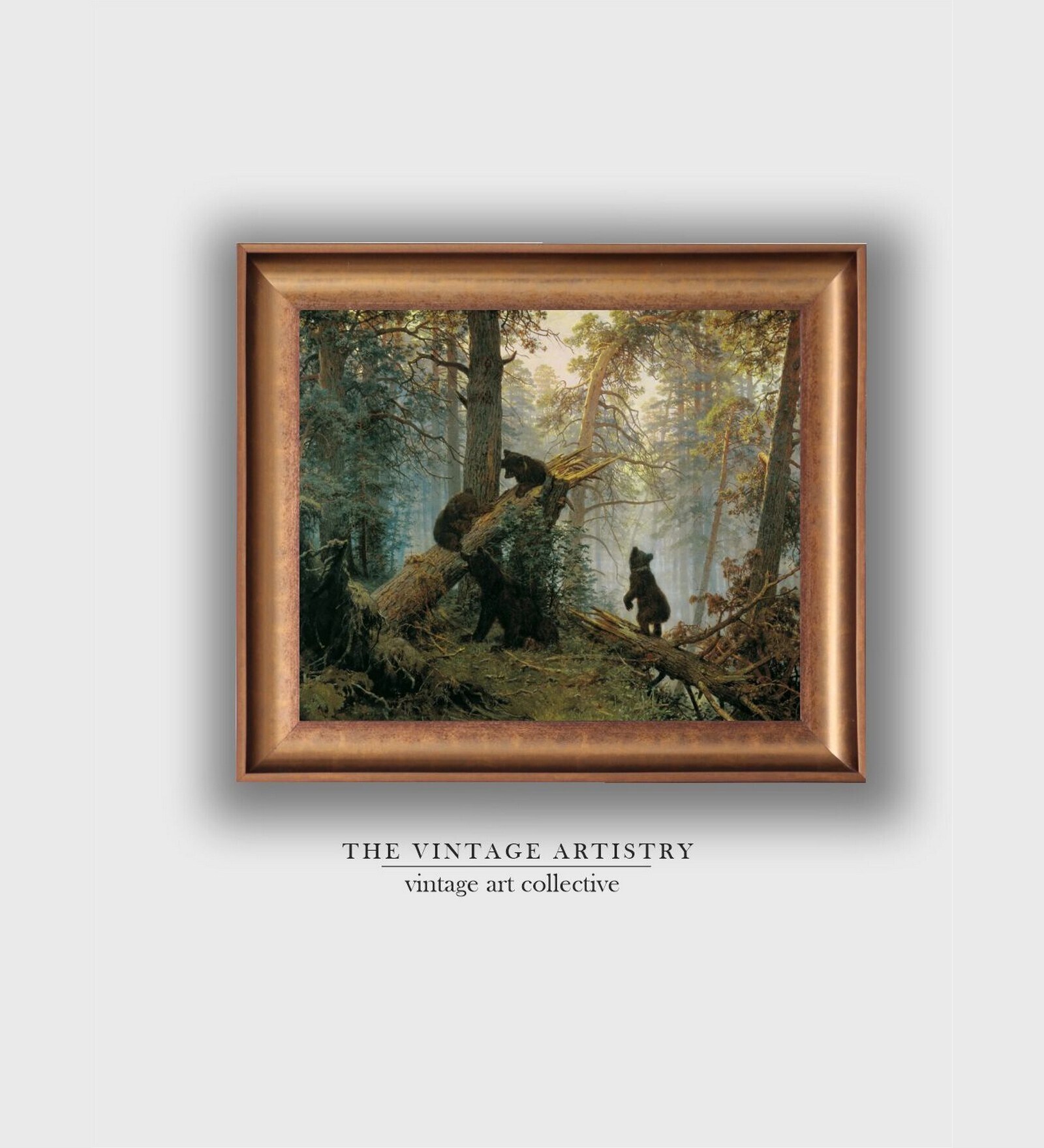 The Vintage Artistry Green & Beige Abstract Printed Framed Wall Painting