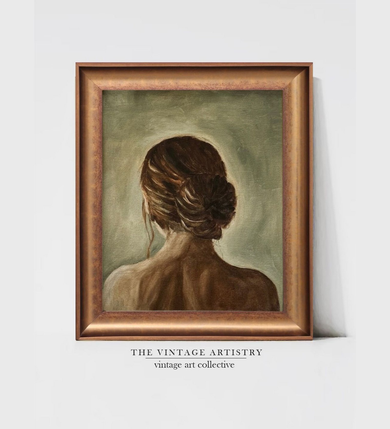 The Vintage Artistry Green & Brown Back Of Women Giclee Wall Art