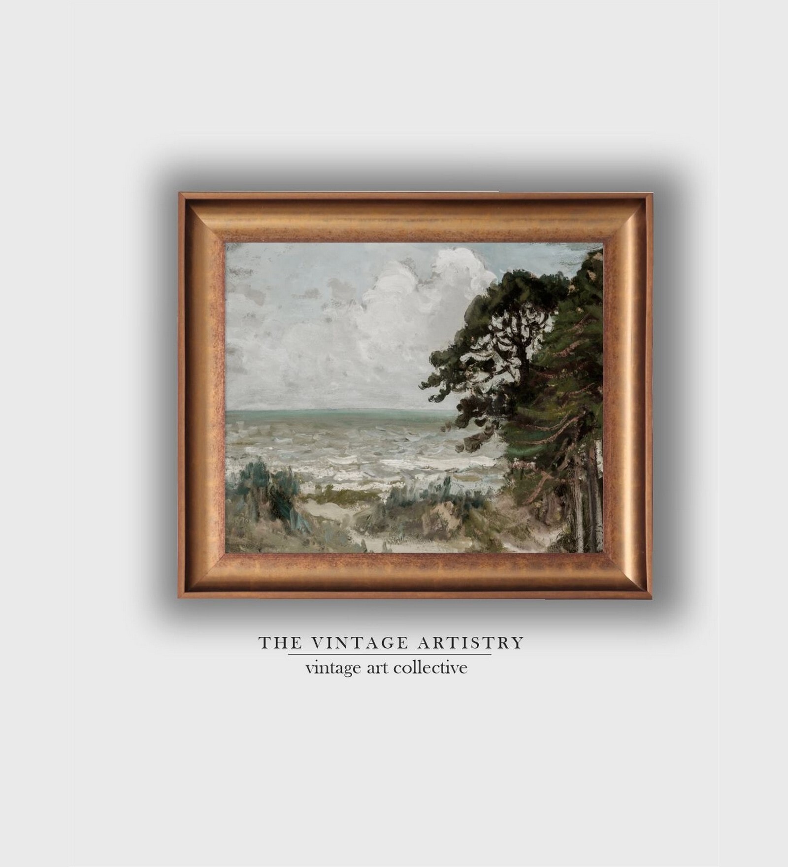 The Vintage Artistry Green & Brownbeach Printed Framed Wall Art