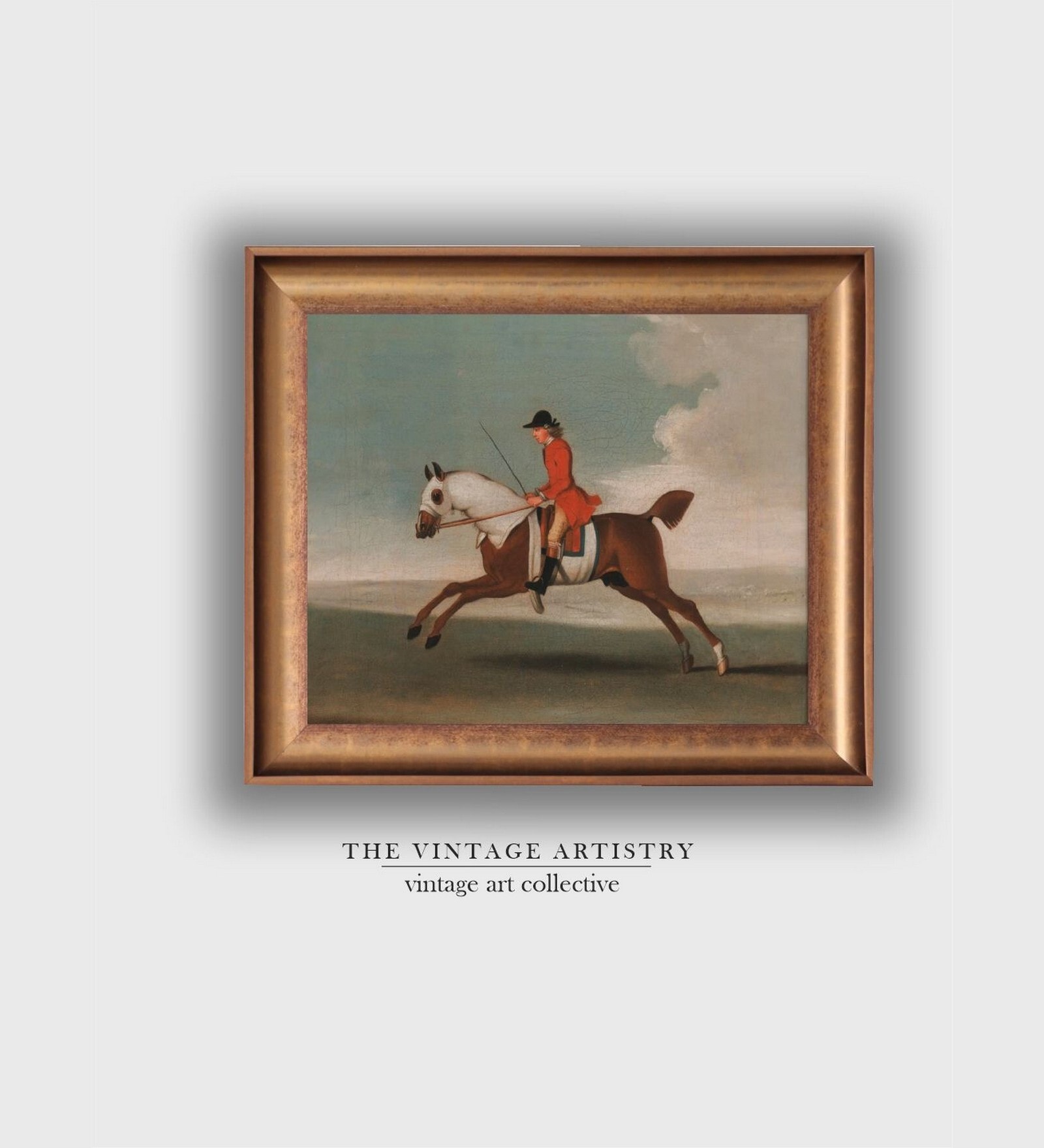 The Vintage Artistry Green & Brownrace Horse Printed Painting Wall Art