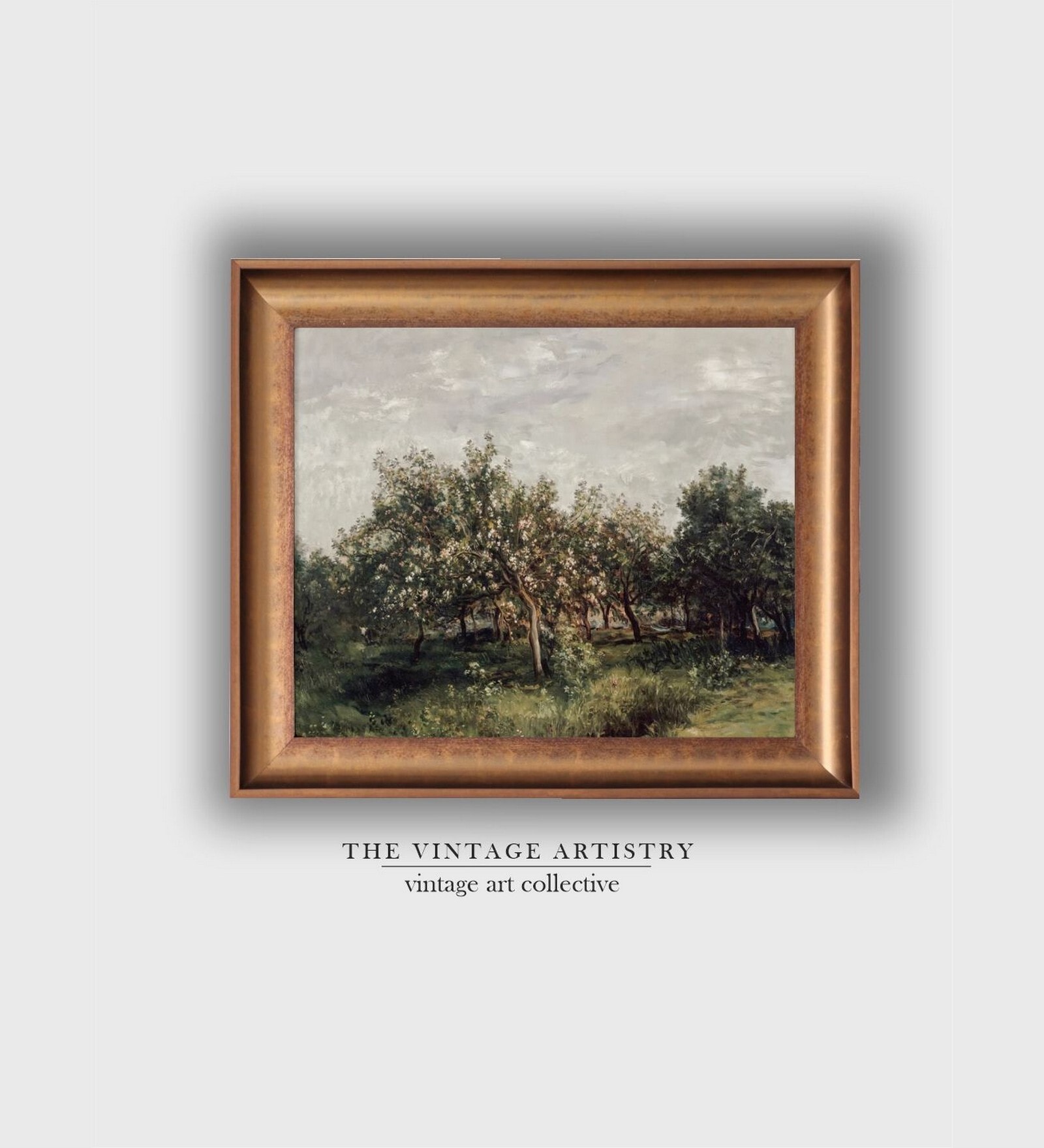 The Vintage Artistry Green Landscape Framed Wall Painting