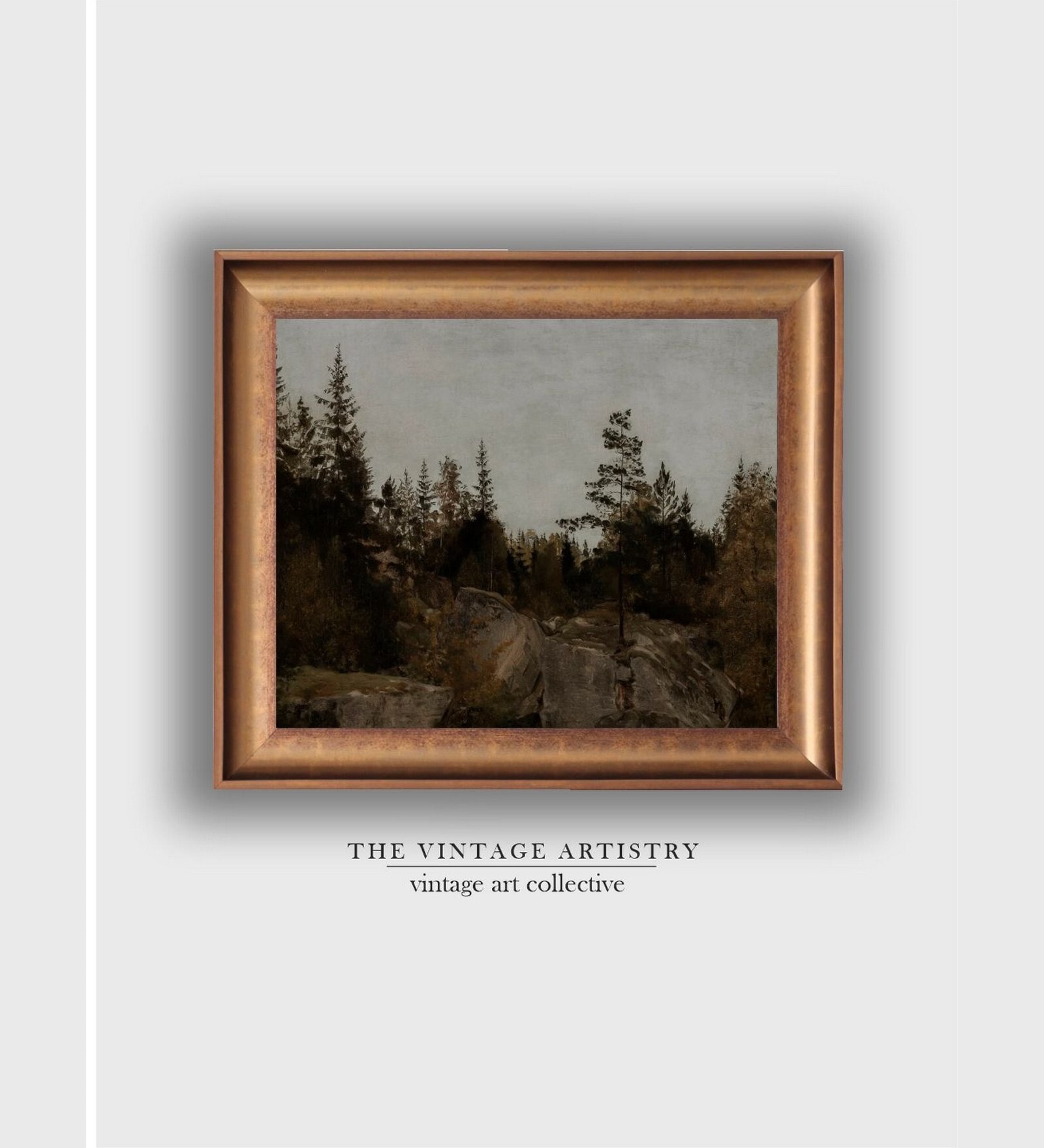 The Vintage Artistry Grey & Brown Forest Landscape Painting Wall Art