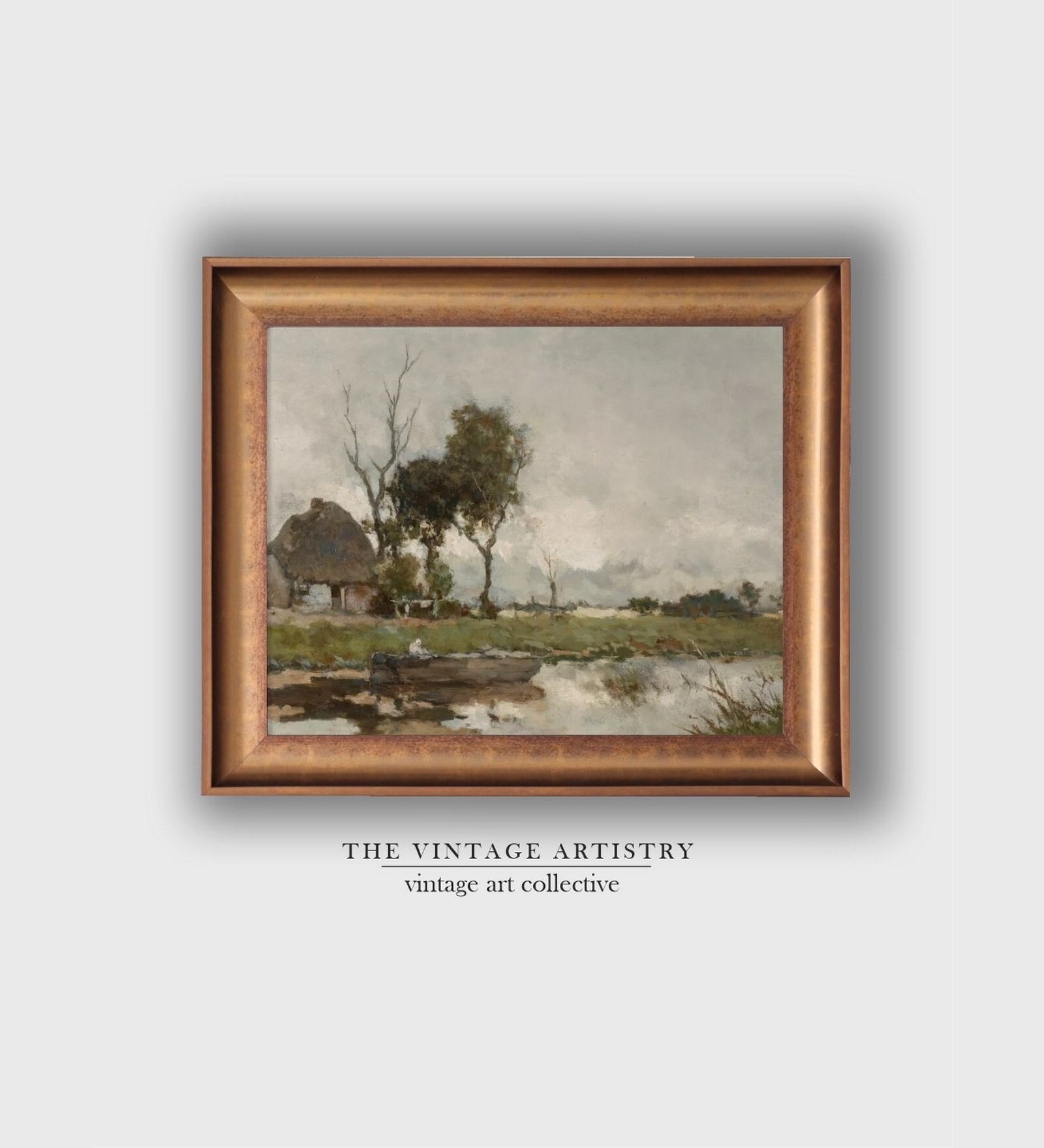 The Vintage Artistry Grey & Green River Landscape Wall Art