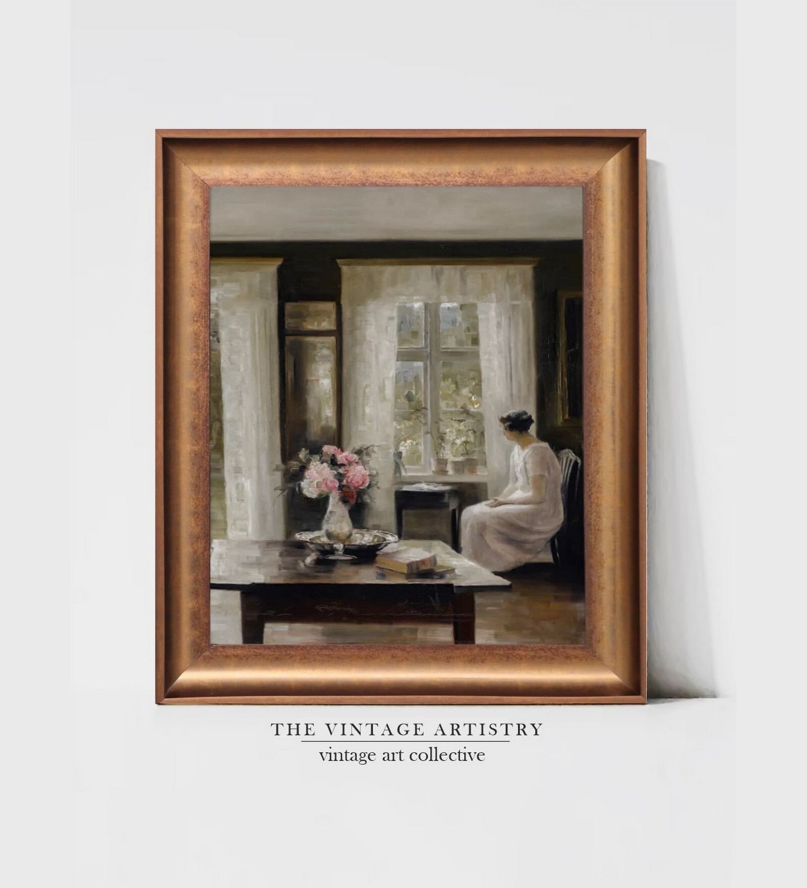 The Vintage Artistry Off White & Brown Portrait Still Life Painting Wall Art