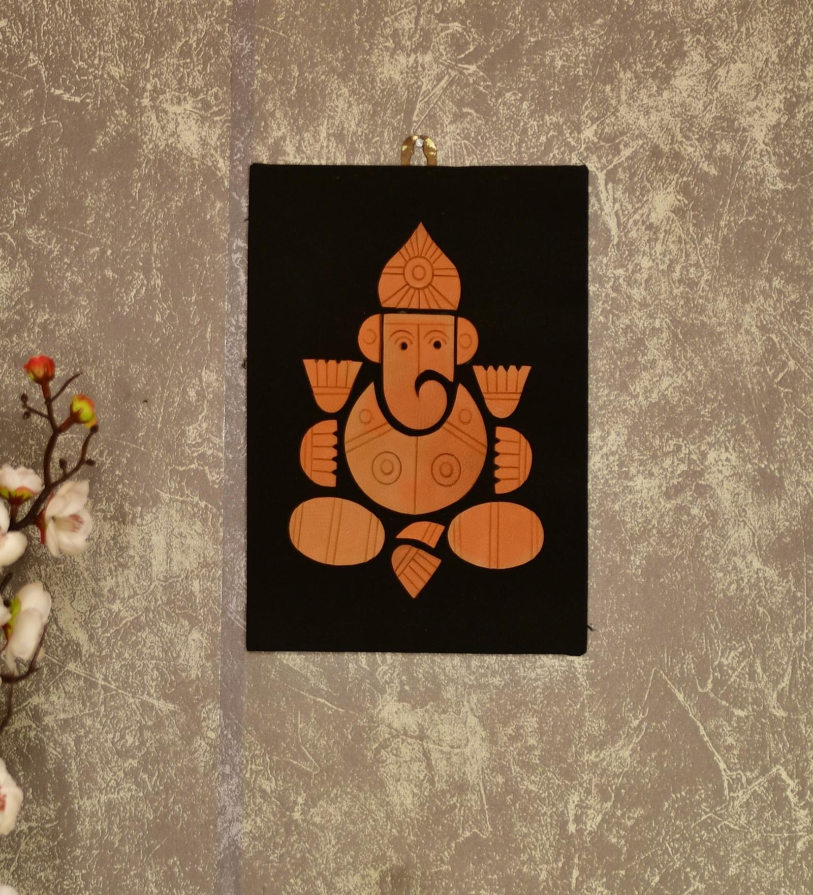 The Wall Of Lord Ganesh Brown Terracotta Showpiece