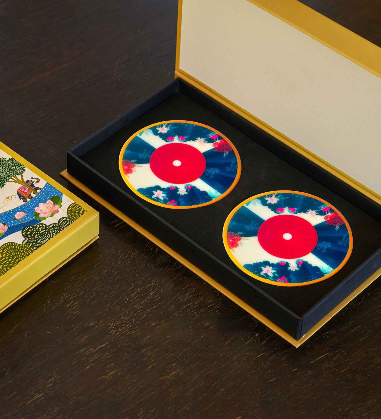 Blue (4 x 4 Inches) Marble (Set of 2) Coasters