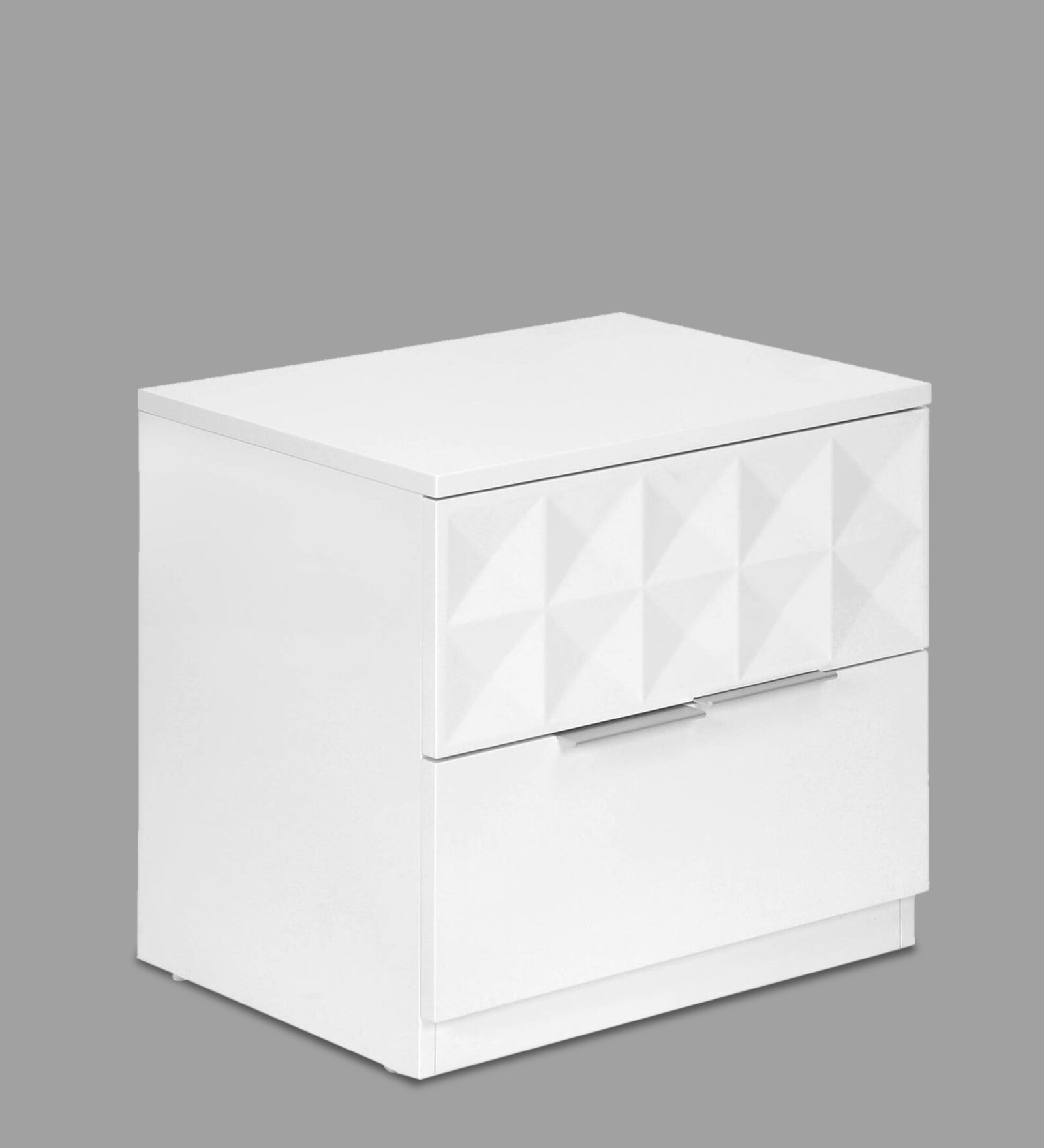 Theia Bedside Table in Glossy White Finish