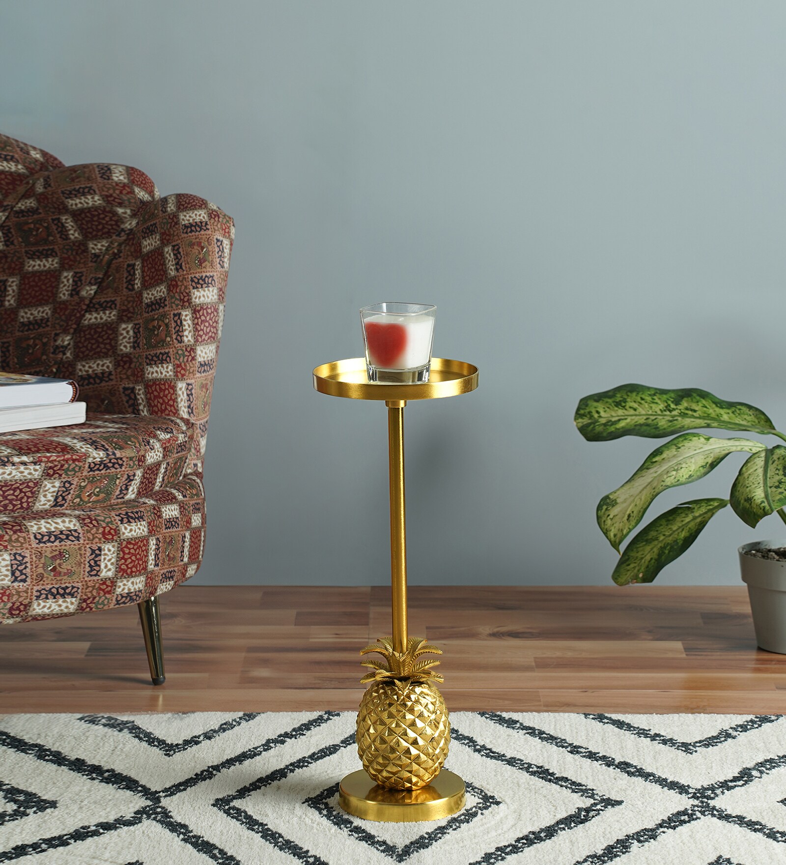 Theodoric Metal End Table in Gold Brass Colour
