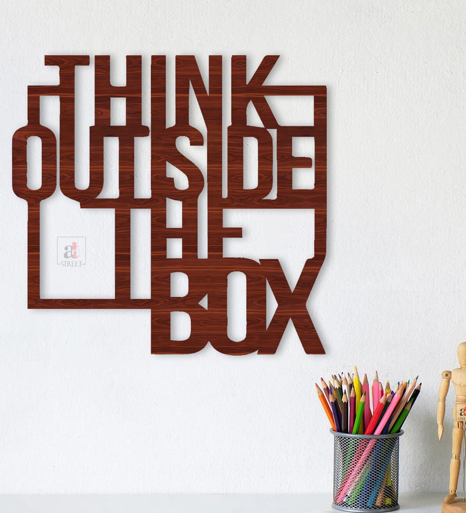 Think Outside The Box Brown MDF Wall Art