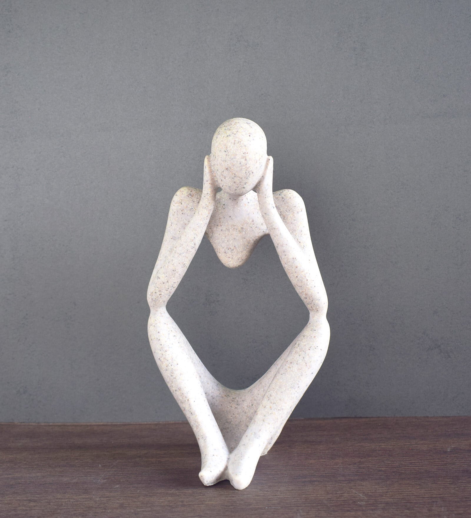 Thinking Human Beige Resin Figurine