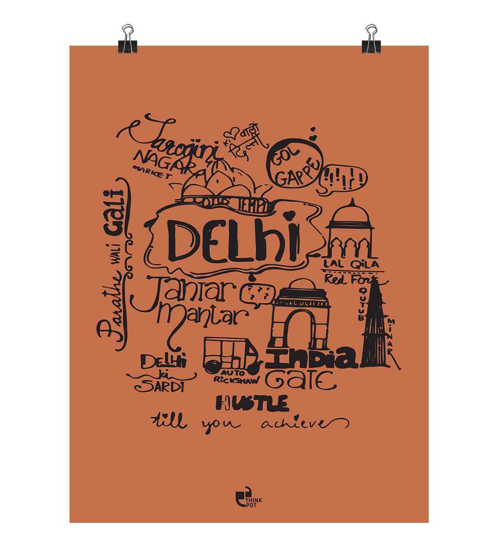 Thinkpot Paper 12 x 18 Inch Diwali Ki Delhi Doodle Paper Motivational Unframed Poster
