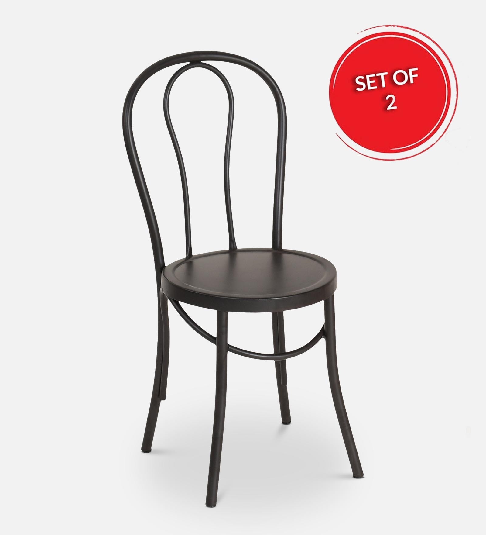 Thonet Metal Cafe Chairs in Matte Brown Colour (Set Of 2)
