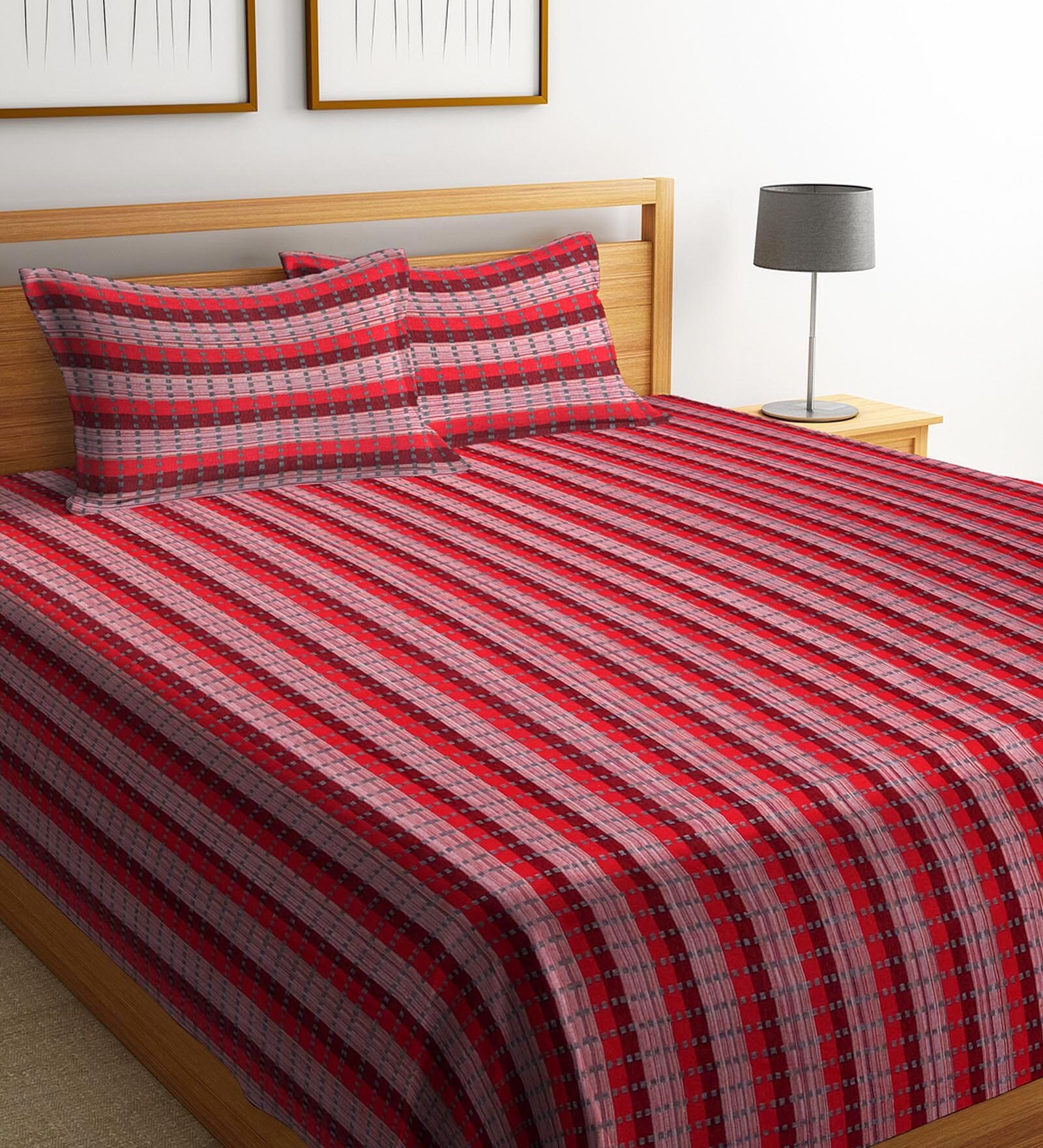 Buy Cotton 240 TC Double Bed Cover with 2 Pillow Covers by Neudis at 30