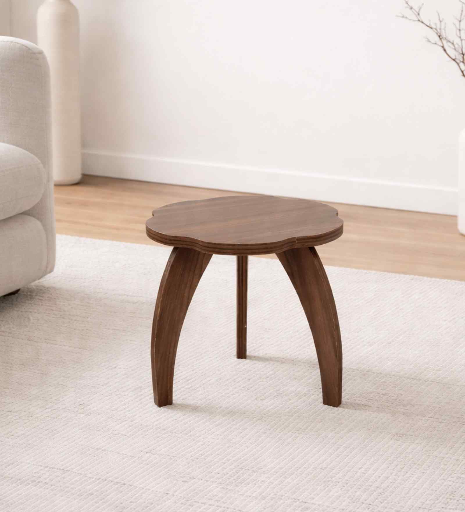 Three Leg Wave Table in Walnut Finish