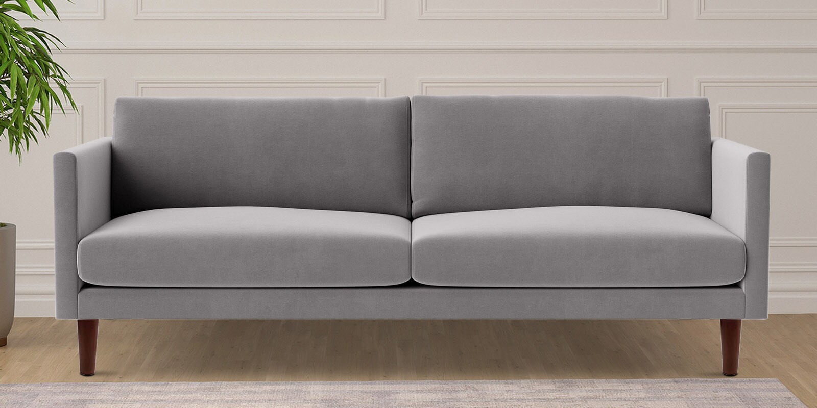 Buy Throli Velvet 3 Seater Sofa in Grey Colour at 11% OFF by Casacraft ...