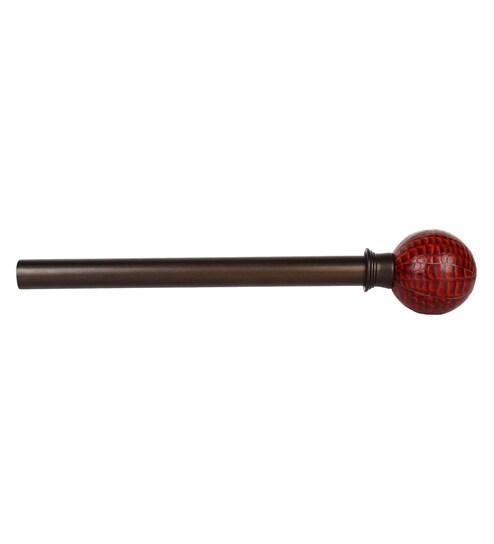 Buy Brown Rexine 44 X 109 Inch Extendable Curtain Rod Set By The