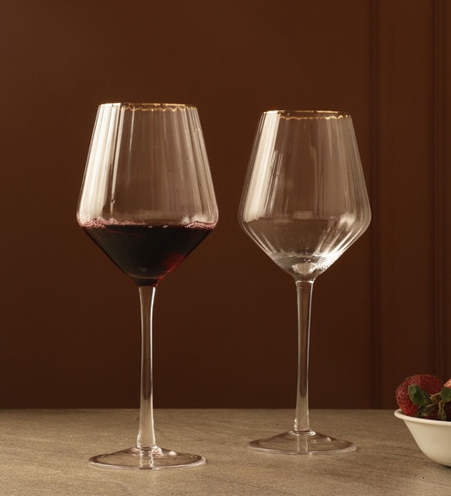 Ribbed Glass 540ml (Set of 2) Wine Glasses