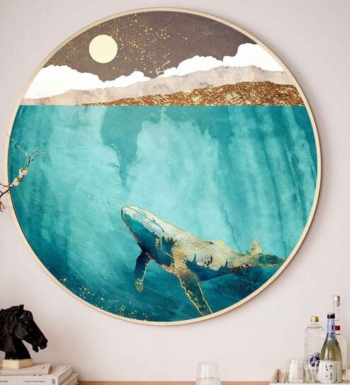 The Classical Techno Blue Canvas Framed Art Print