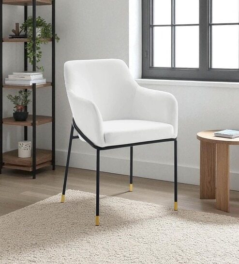 Elarion Lounge Chair With Leatherette Upholstery In White Colour