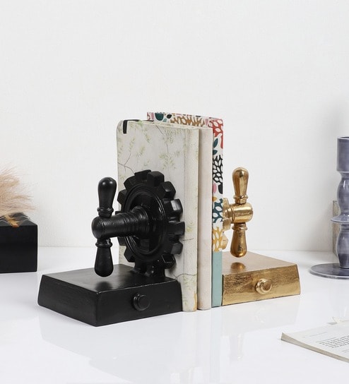 The Gearlock Bookend Gold & Black