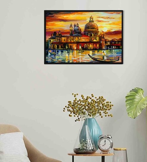 The Grand Canal of Venice Multicolour Synthetic Wood Framed Canvas Wall Painting